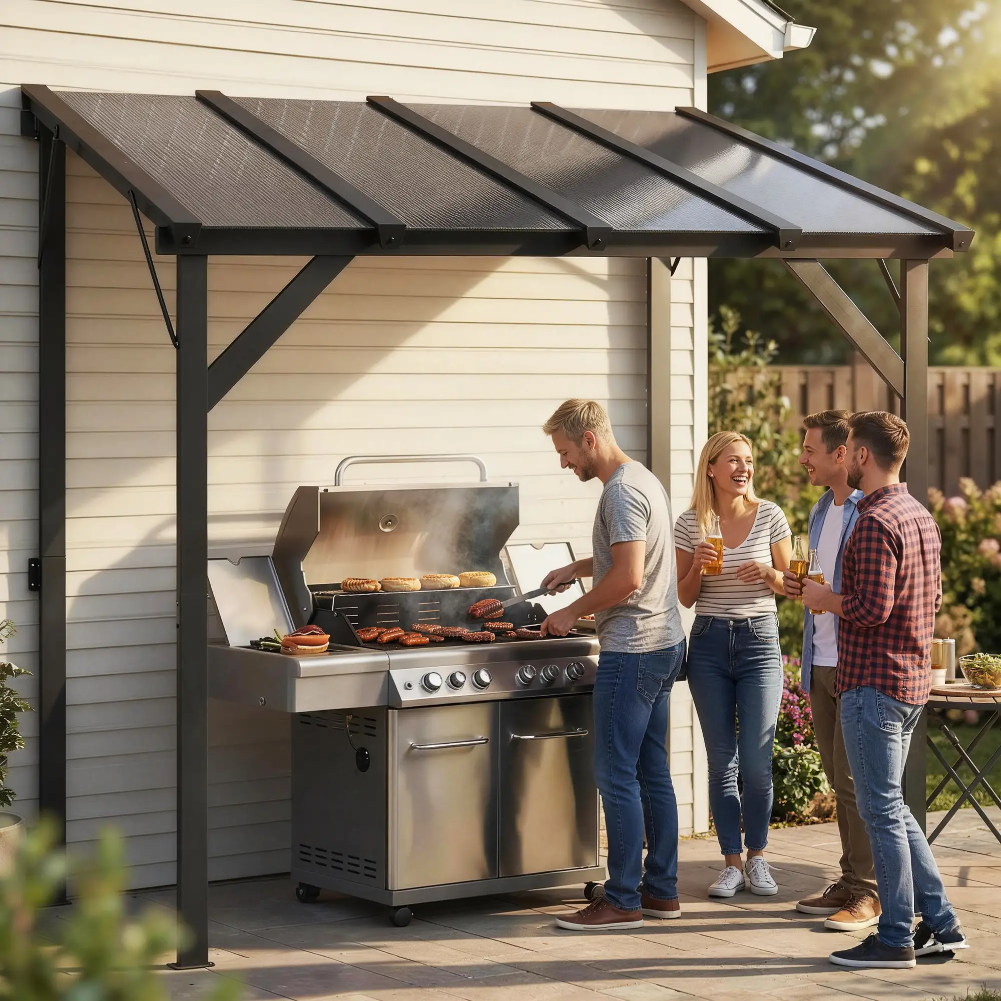 Hardtop Grill Gazebo, Lean-To BBQ Shelter With Polycarbonate Roof - Image 10