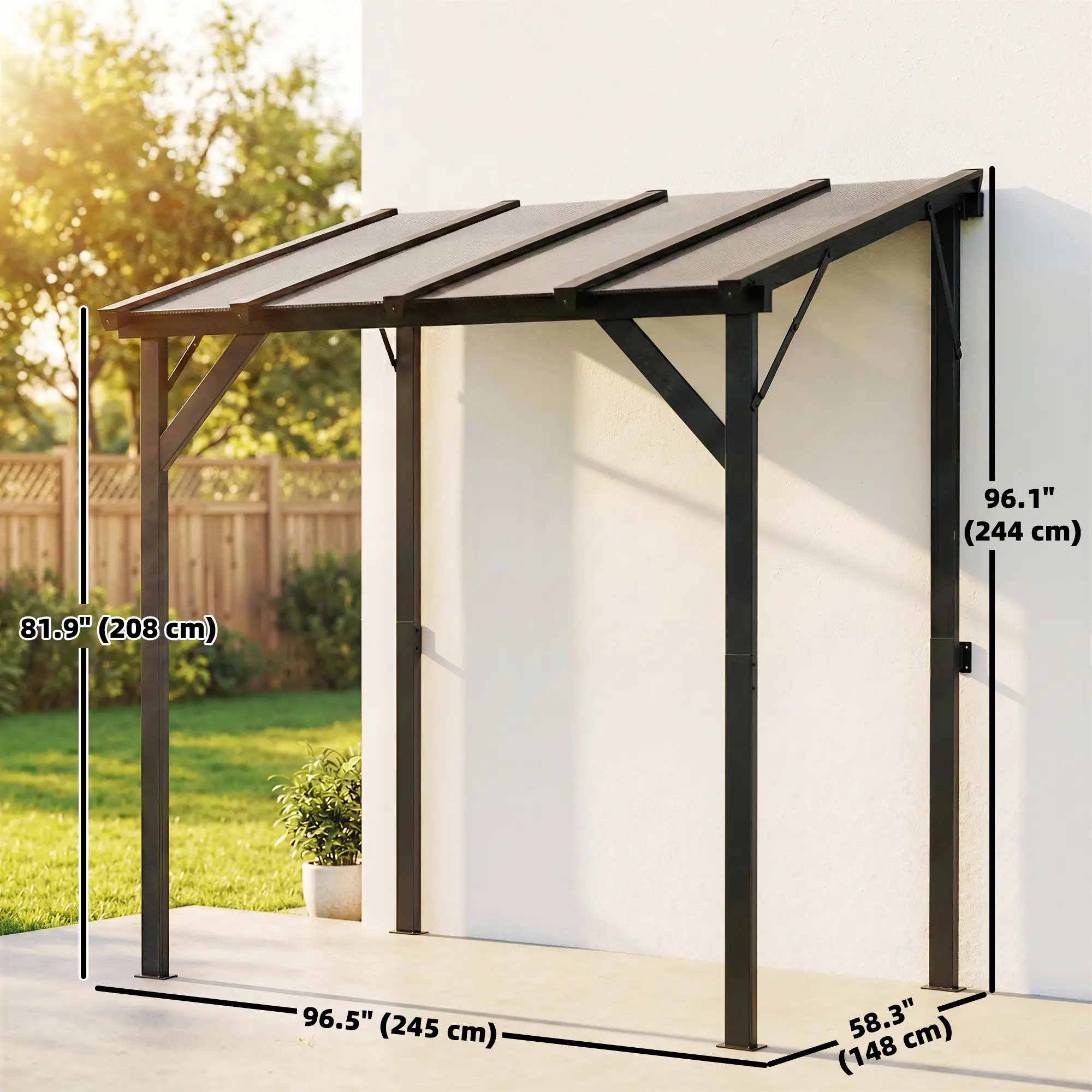 Hardtop Grill Gazebo, Lean-To BBQ Shelter With Polycarbonate Roof - Image 3