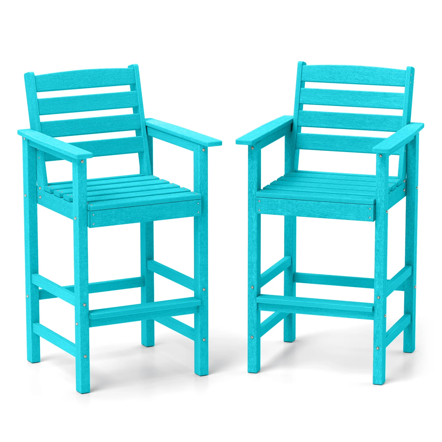 HDPE Adirondack Bar Chairs Set of 2, Turquoise