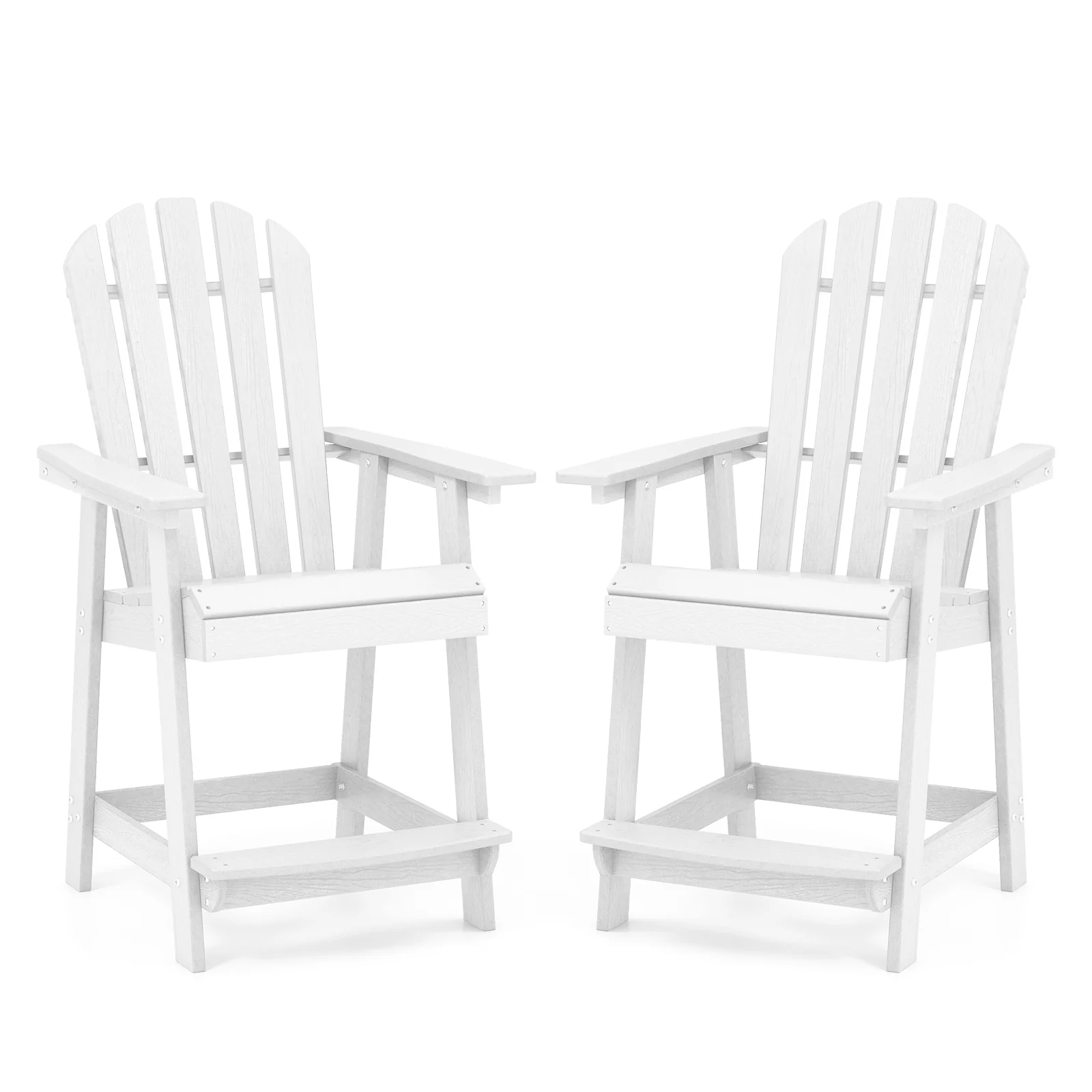HDPE Patio Chair With Armrest, Footrest, White - Image 5