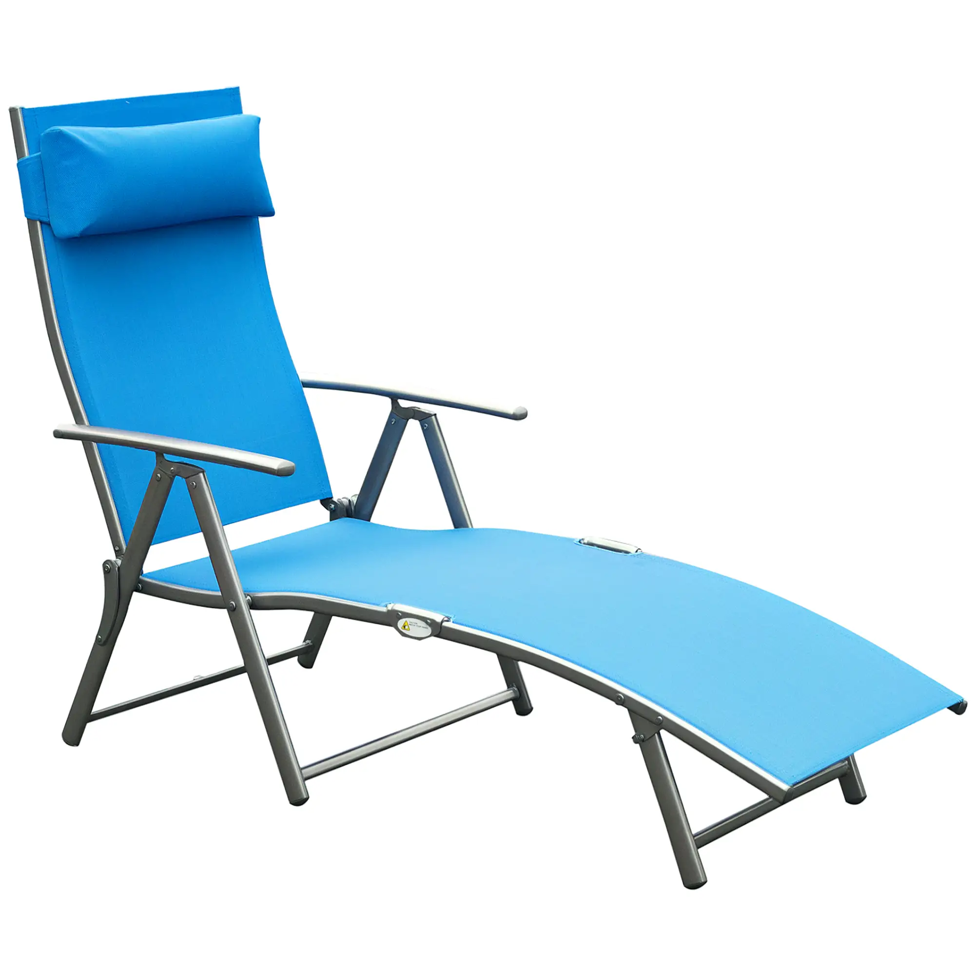 Heavy Duty Adjustable Folding Reclining Chair, Outdoor Sun Lounger, Blue