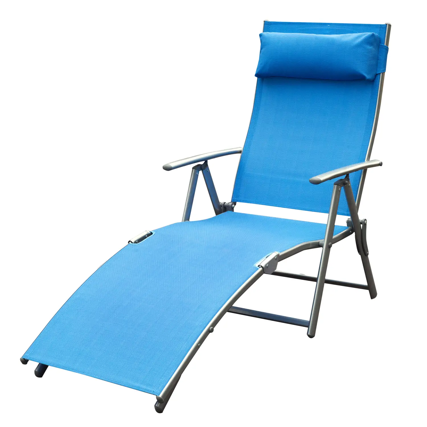 Heavy Duty Adjustable Folding Reclining Chair, Outdoor Sun Lounger, Blue - Image 11