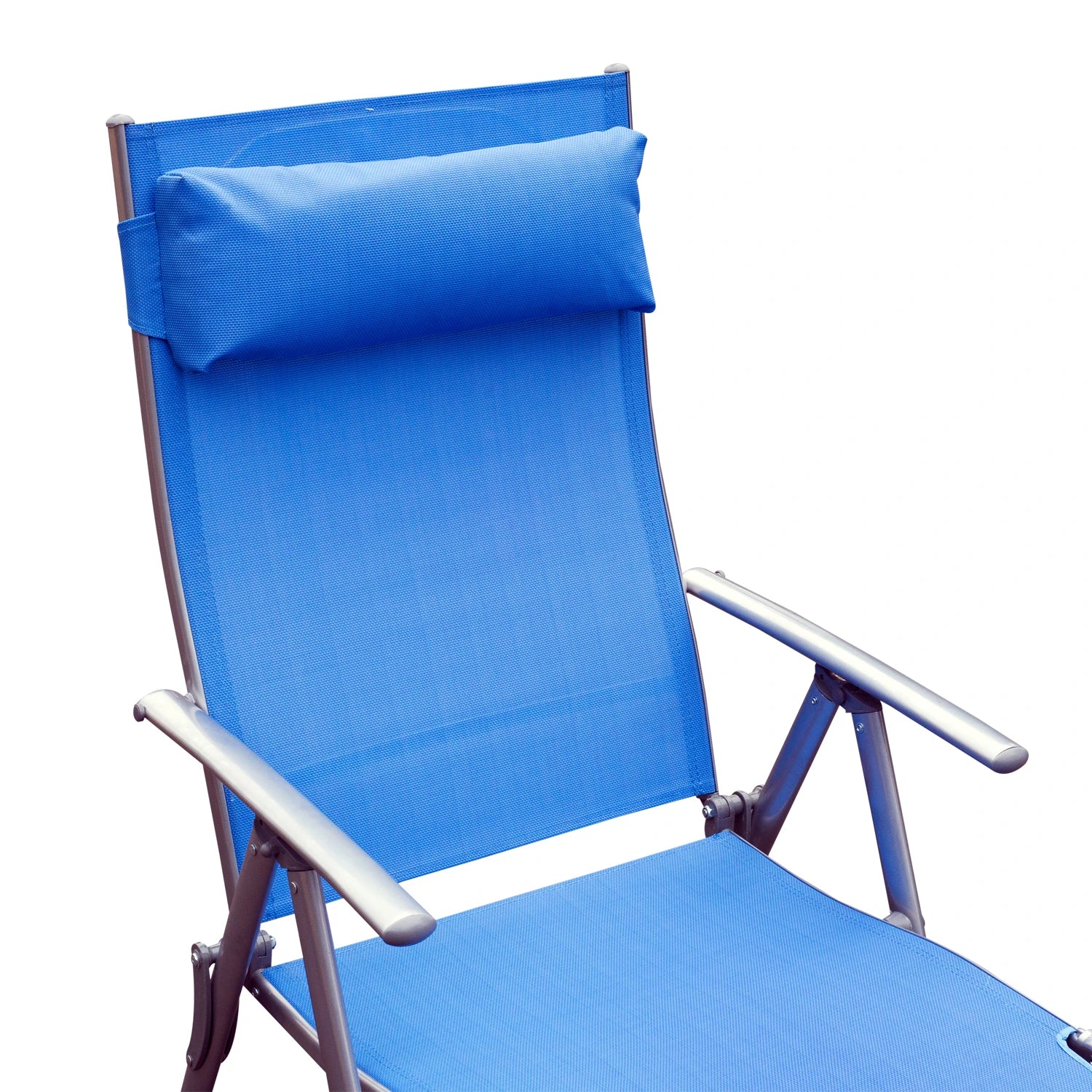 Heavy Duty Adjustable Folding Reclining Chair, Outdoor Sun Lounger, Blue - Image 9