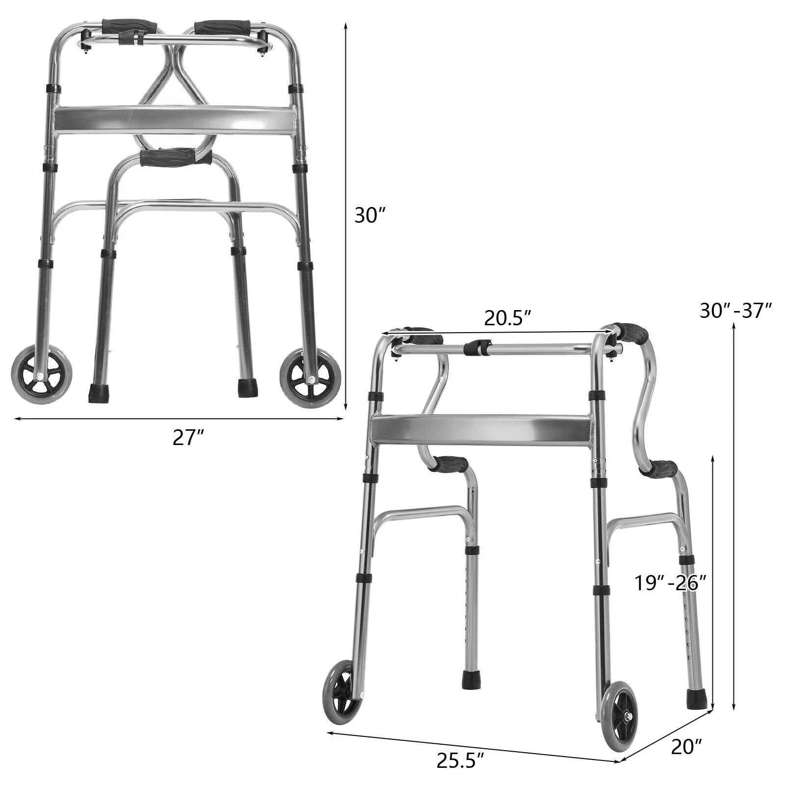 Heavy-Duty Aluminum Folding Walker, Gray - Image 5