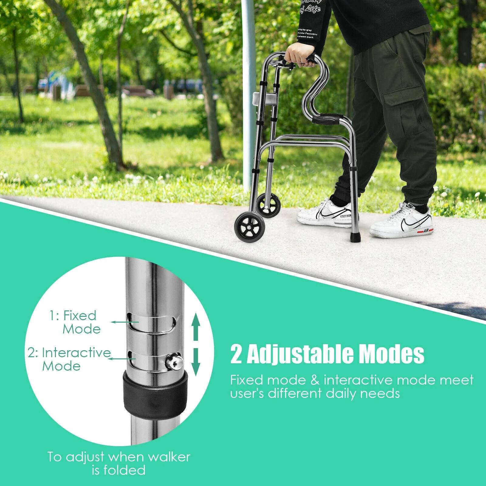 Heavy-Duty Aluminum Folding Walker, Gray - Image 7