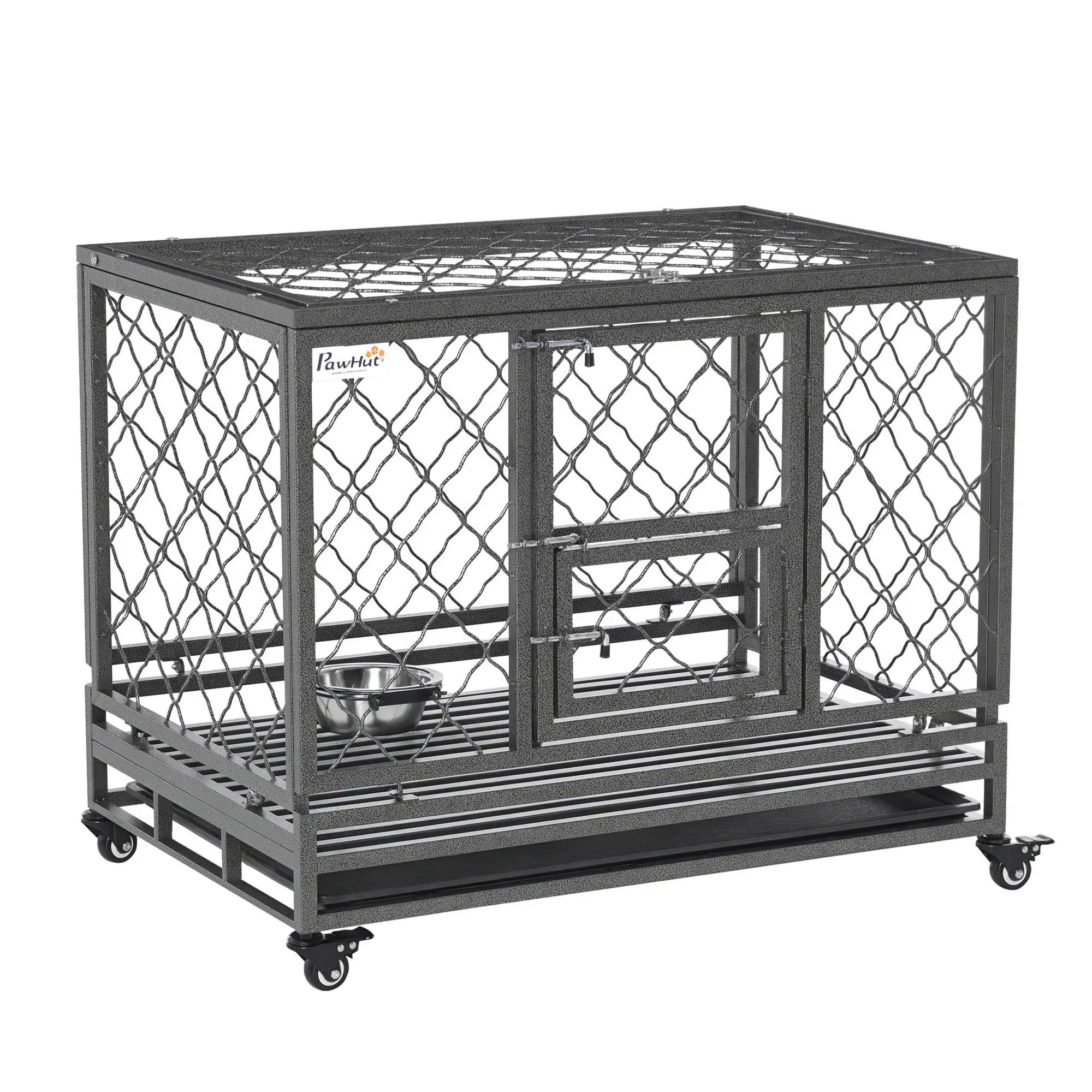 Heavy Duty Dog Crate With Wheels, Openable Top, Removable Tray, 36.4" x 24.4" x 31.1" - Image 11