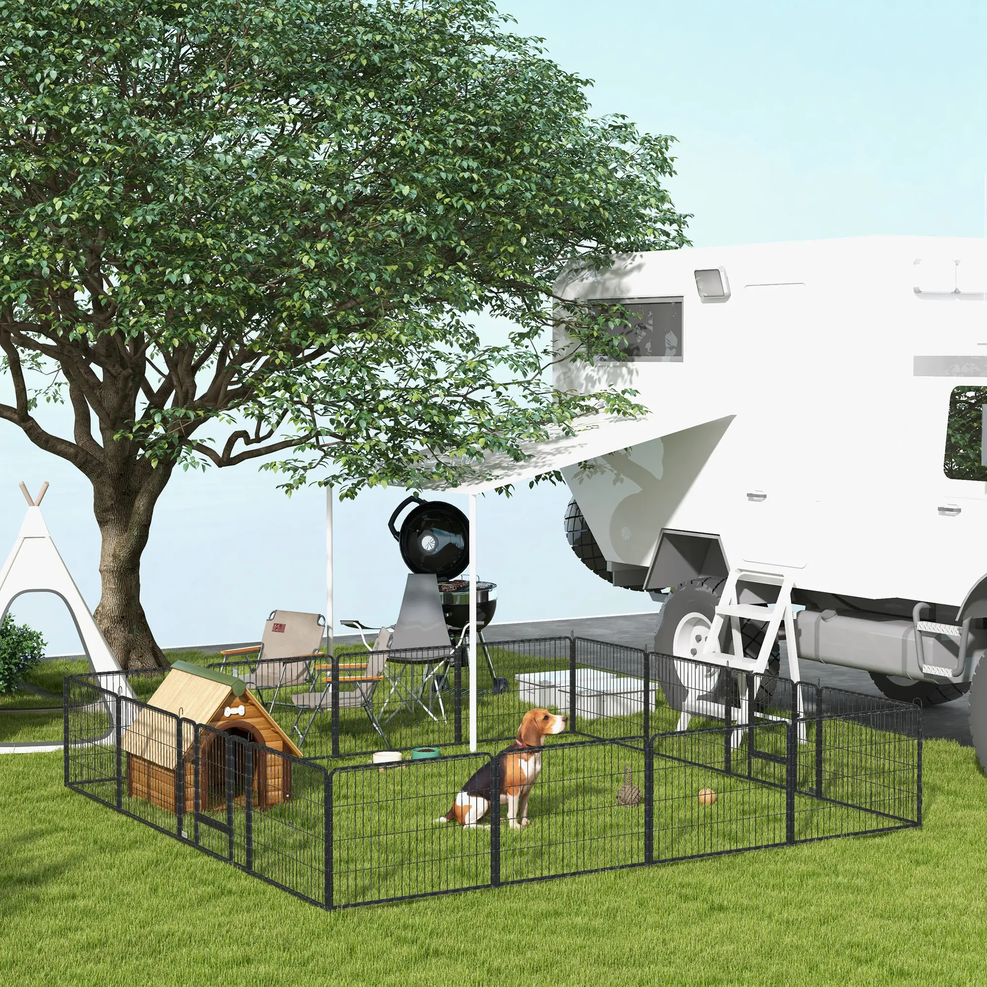 Heavy Duty Dog Playpen, 16 Panels, 2 Doors, 23.5" Height - Image 2