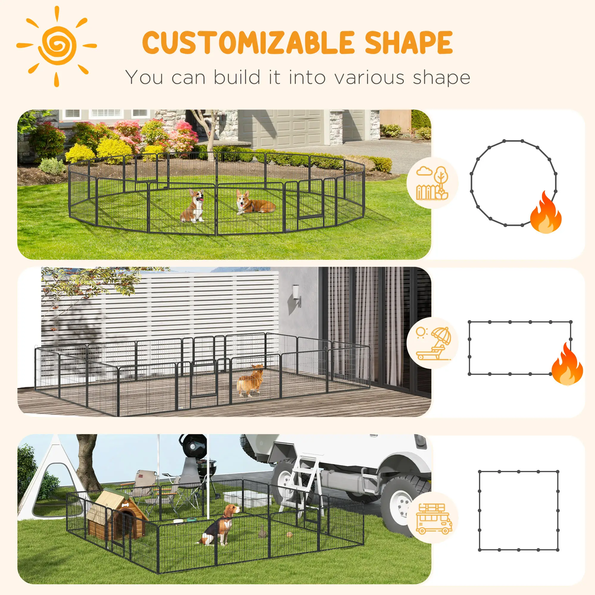 Heavy Duty Dog Playpen, 16 Panels, 2 Doors, 23.5" Height - Image 4