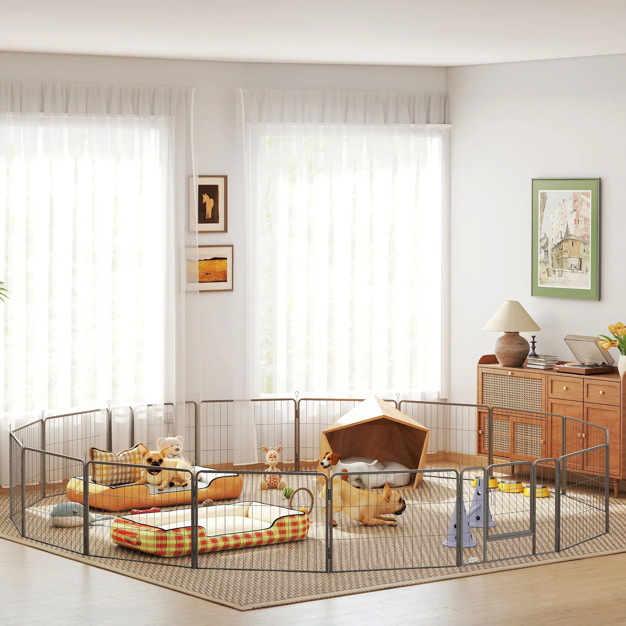 Heavy Duty Dog Playpen, 16 Panels, 2 Doors, 23.5" Height - Image 8