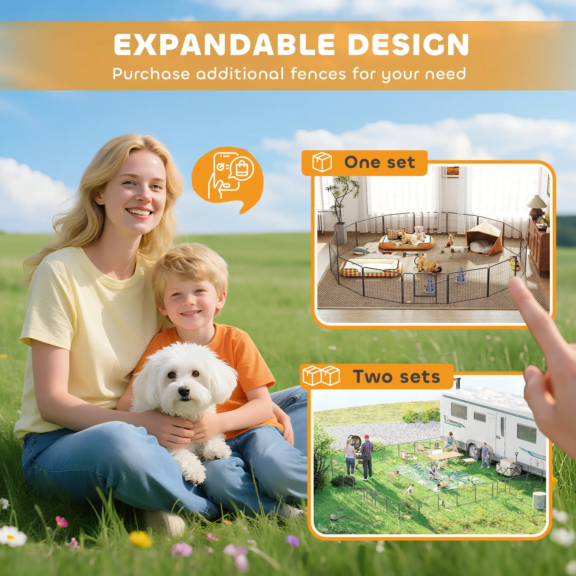 Heavy Duty Dog Playpen, 16 Panels, 2 Doors, 23.5" Height - Image 9