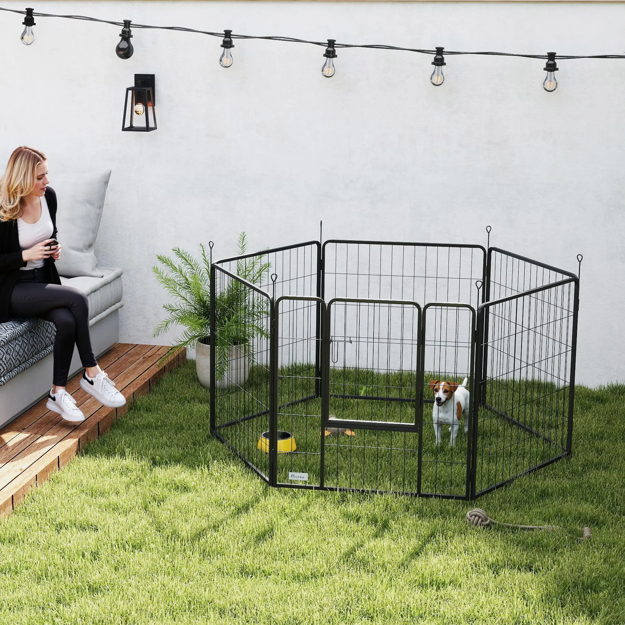 Heavy Duty Dog Playpen, 6 Panels, 23.5"H, Small Dogs - Image 2