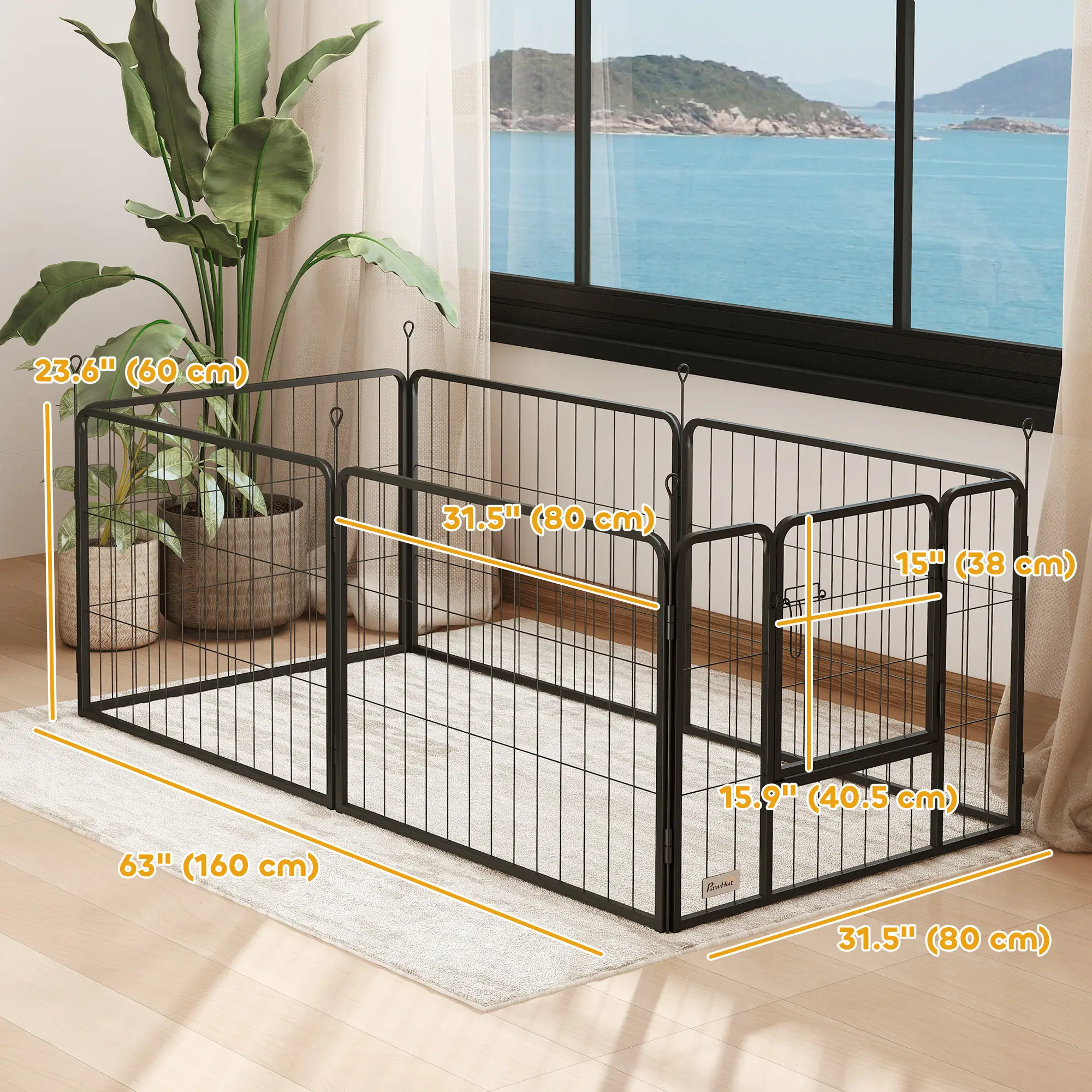 Heavy Duty Dog Playpen, 6 Panels, 23.5"H, Small Dogs - Image 3
