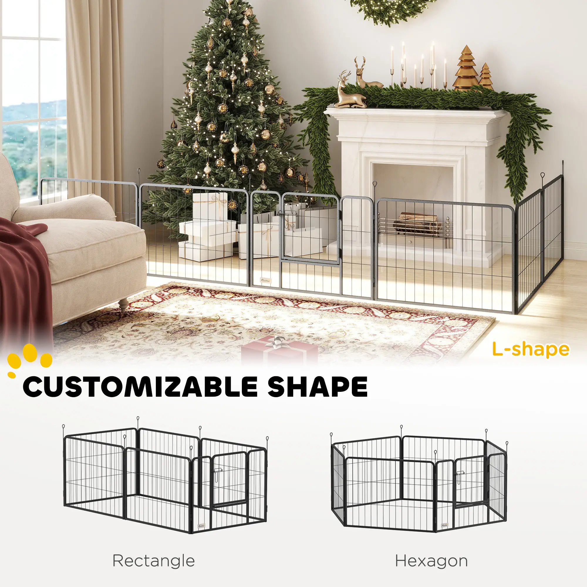 Heavy Duty Dog Playpen, 6 Panels, 23.5"H, Small Dogs - Image 4