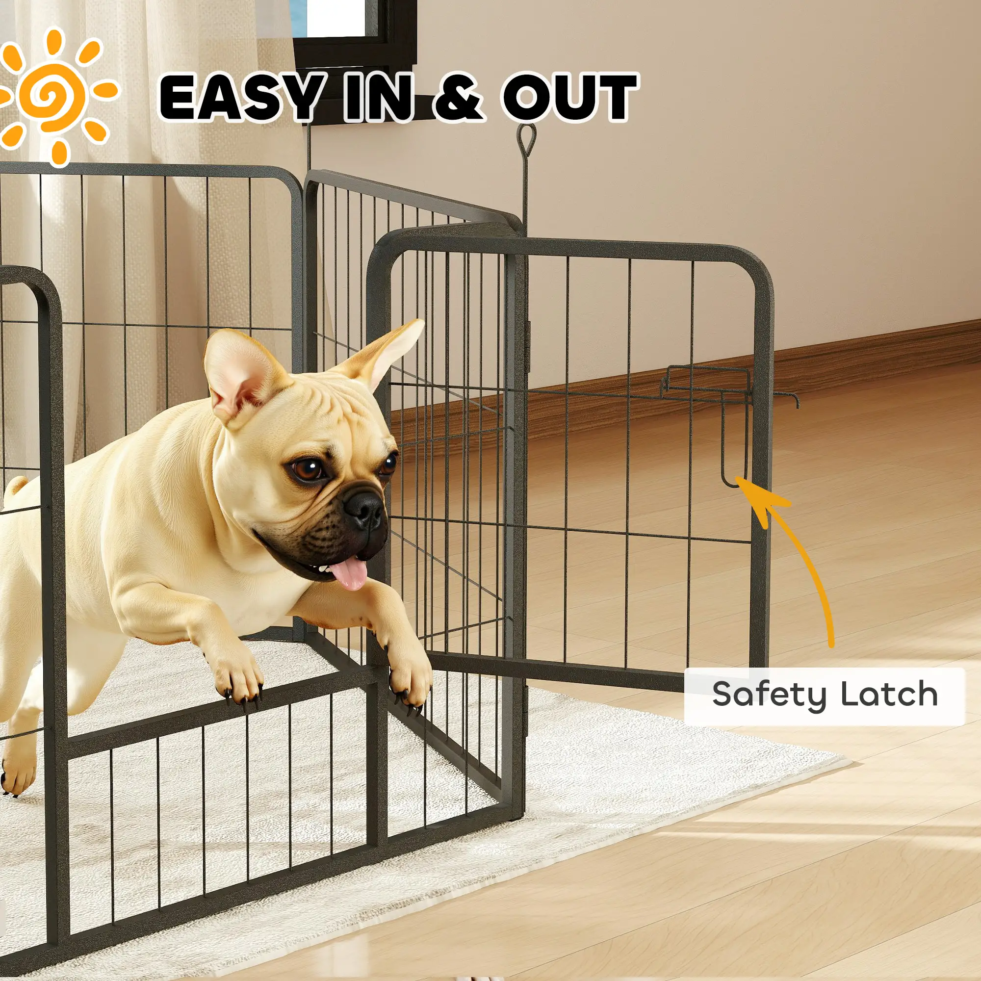 Heavy Duty Dog Playpen, 6 Panels, 23.5"H, Small Dogs - Image 5