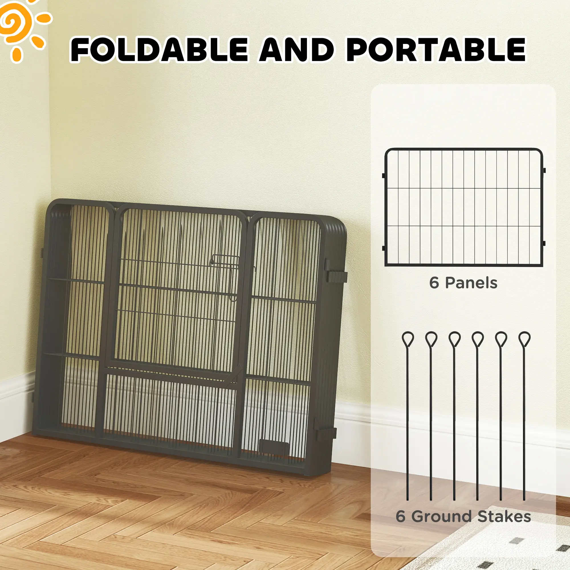 Heavy Duty Dog Playpen, 6 Panels, 23.5"H, Small Dogs - Image 6