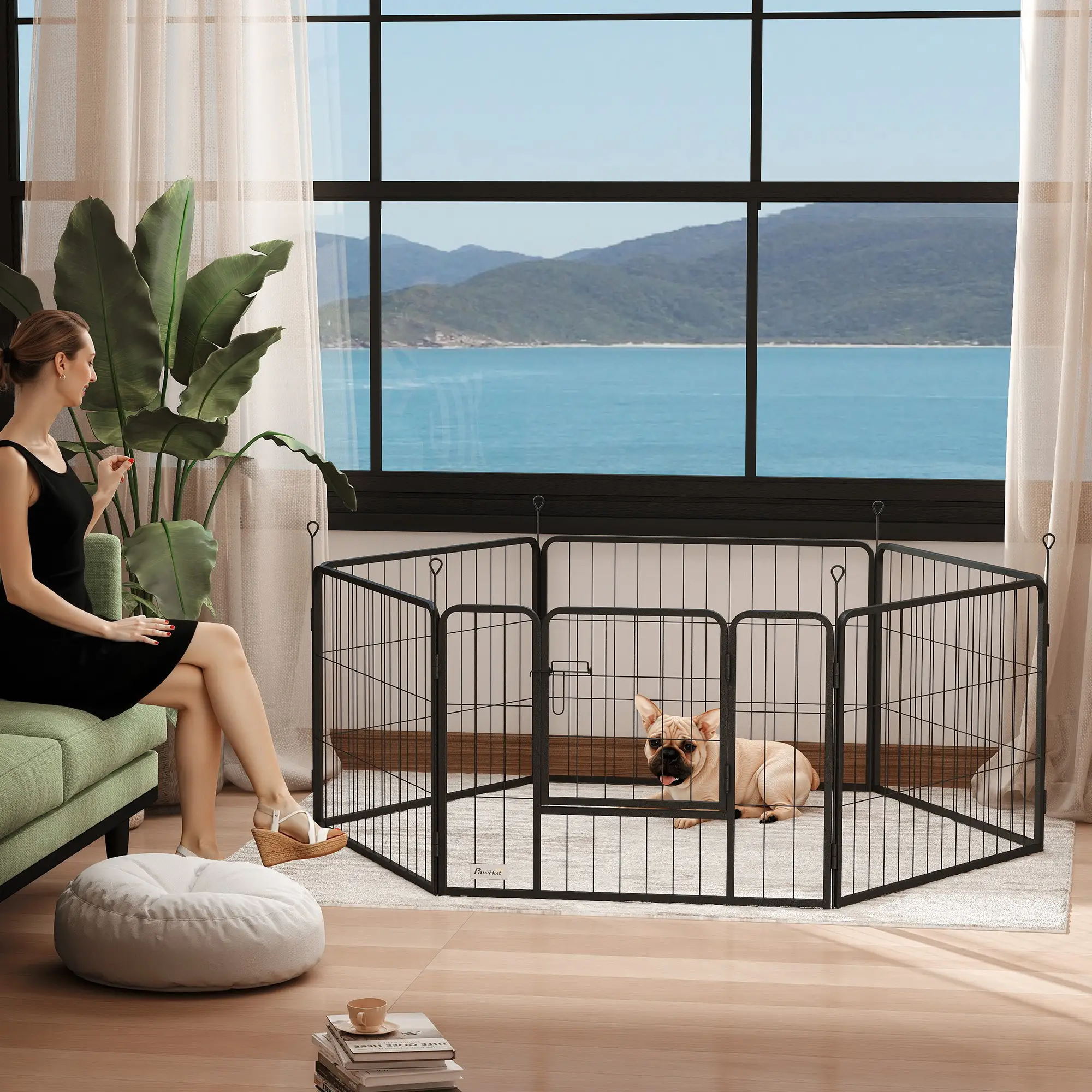 Heavy Duty Dog Playpen, 6 Panels, 23.5"H, Small Dogs - Image 8