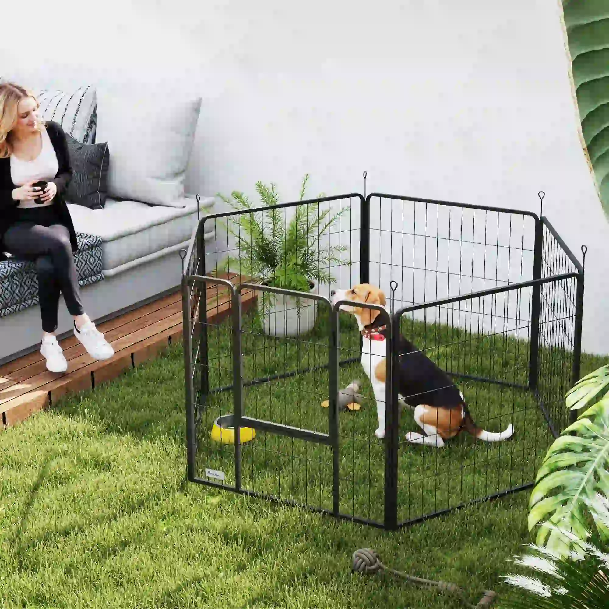 Heavy Duty Dog Playpen, 6 Panels, 31.5"H, Medium Dogs, With Door - Image 2
