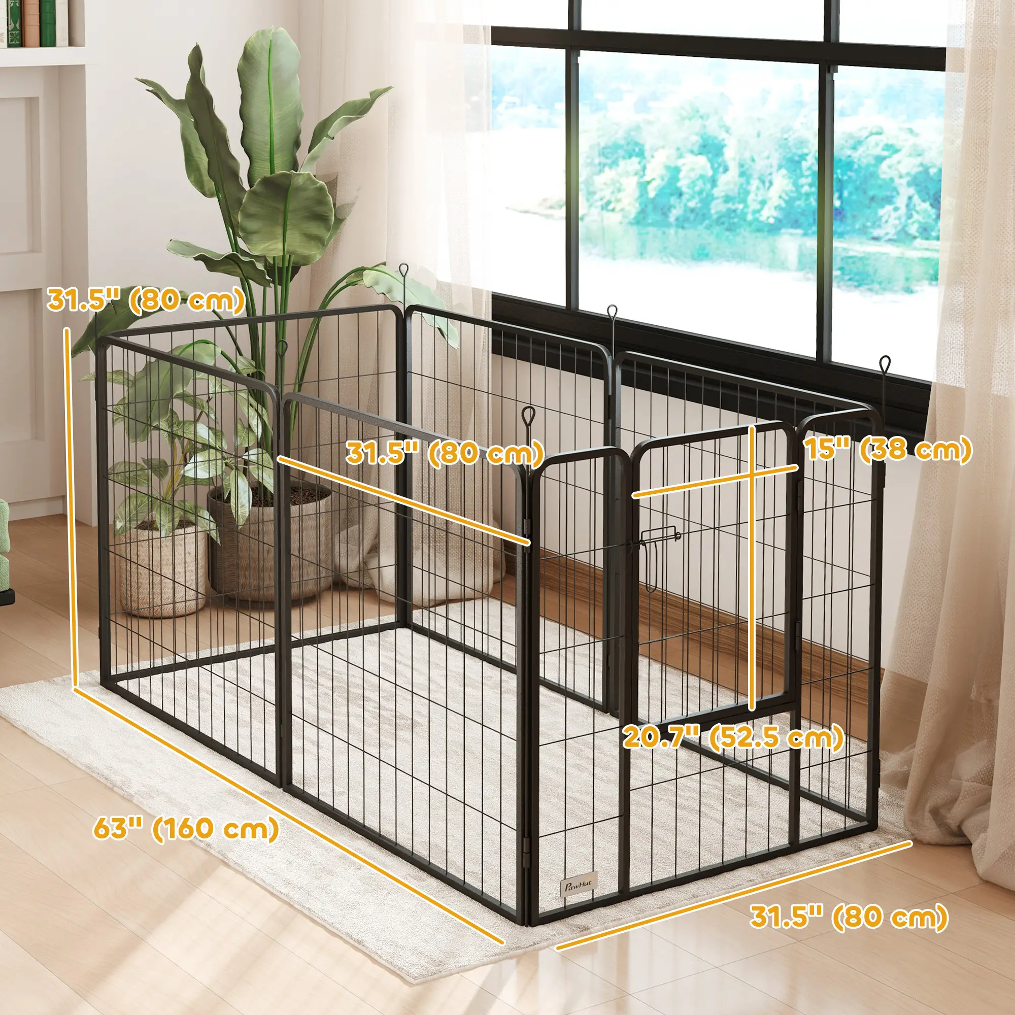 Heavy Duty Dog Playpen, 6 Panels, 31.5"H, Medium Dogs, With Door - Image 3
