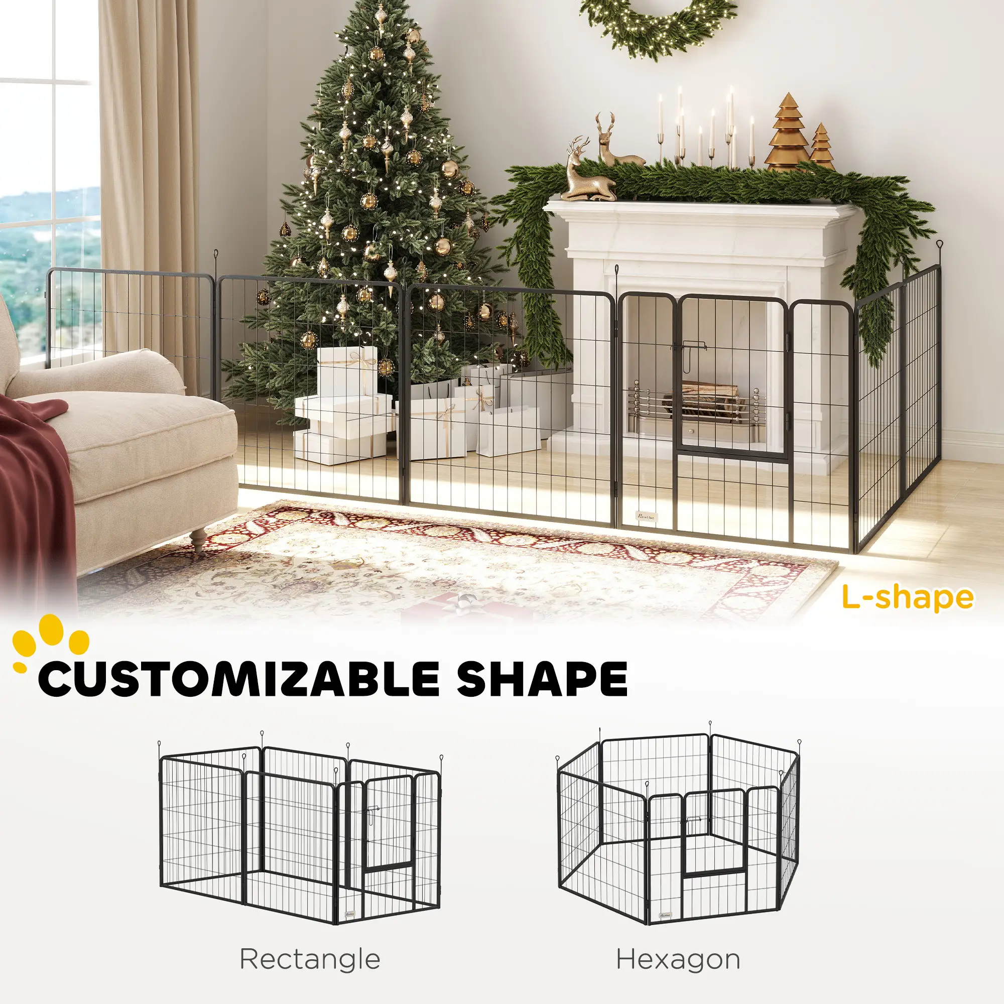 Heavy Duty Dog Playpen, 6 Panels, 31.5"H, Medium Dogs, With Door - Image 4