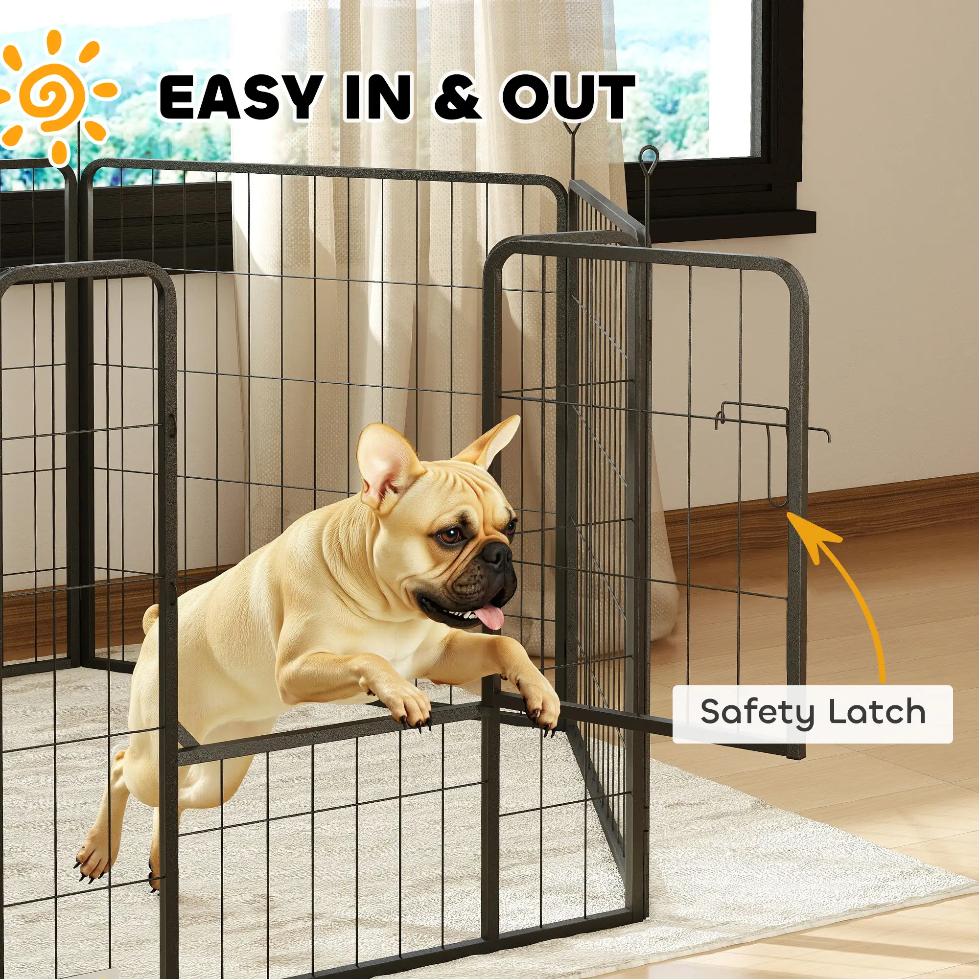 Heavy Duty Dog Playpen, 6 Panels, 31.5"H, Medium Dogs, With Door - Image 5
