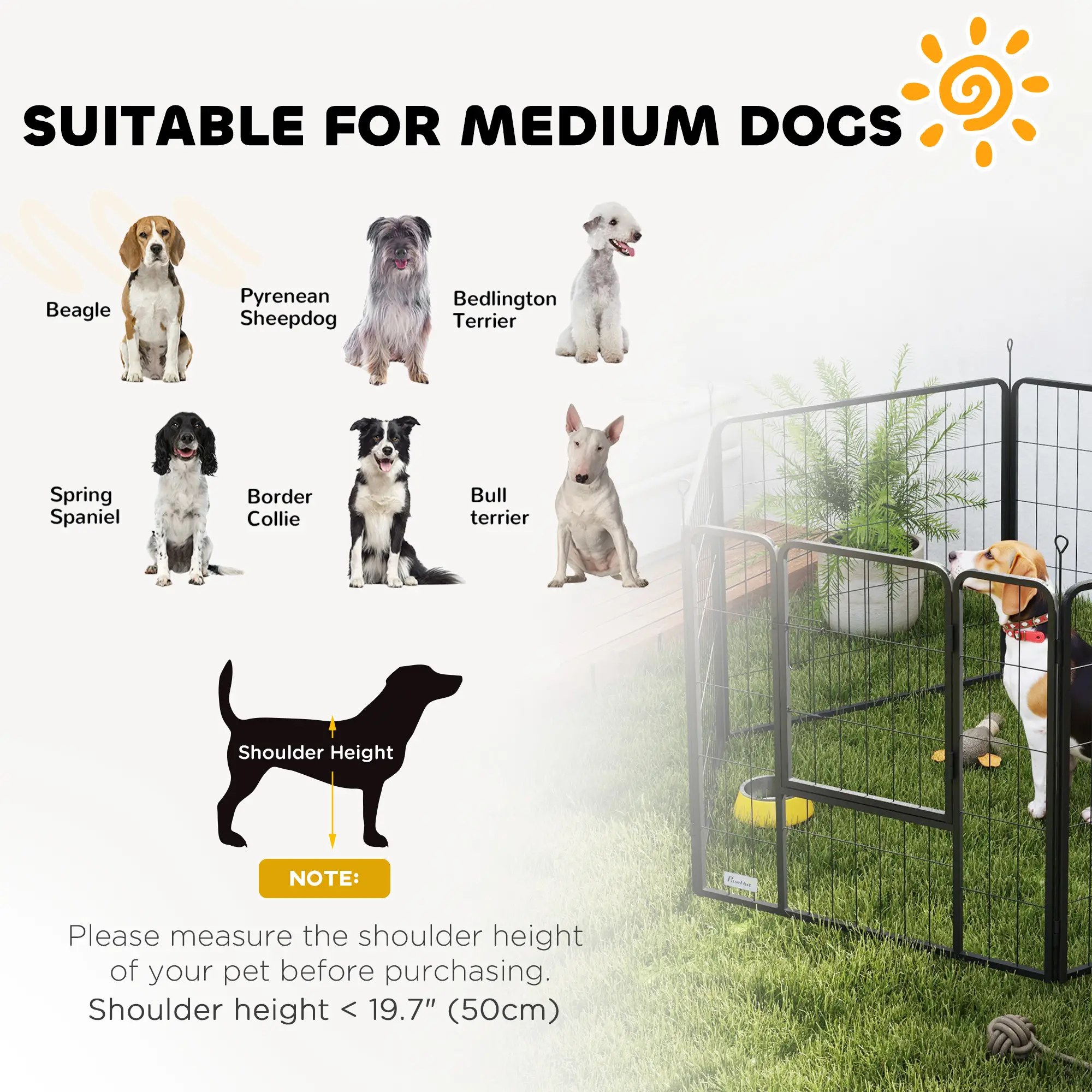 Heavy Duty Dog Playpen, 6 Panels, 31.5"H, Medium Dogs, With Door - Image 7