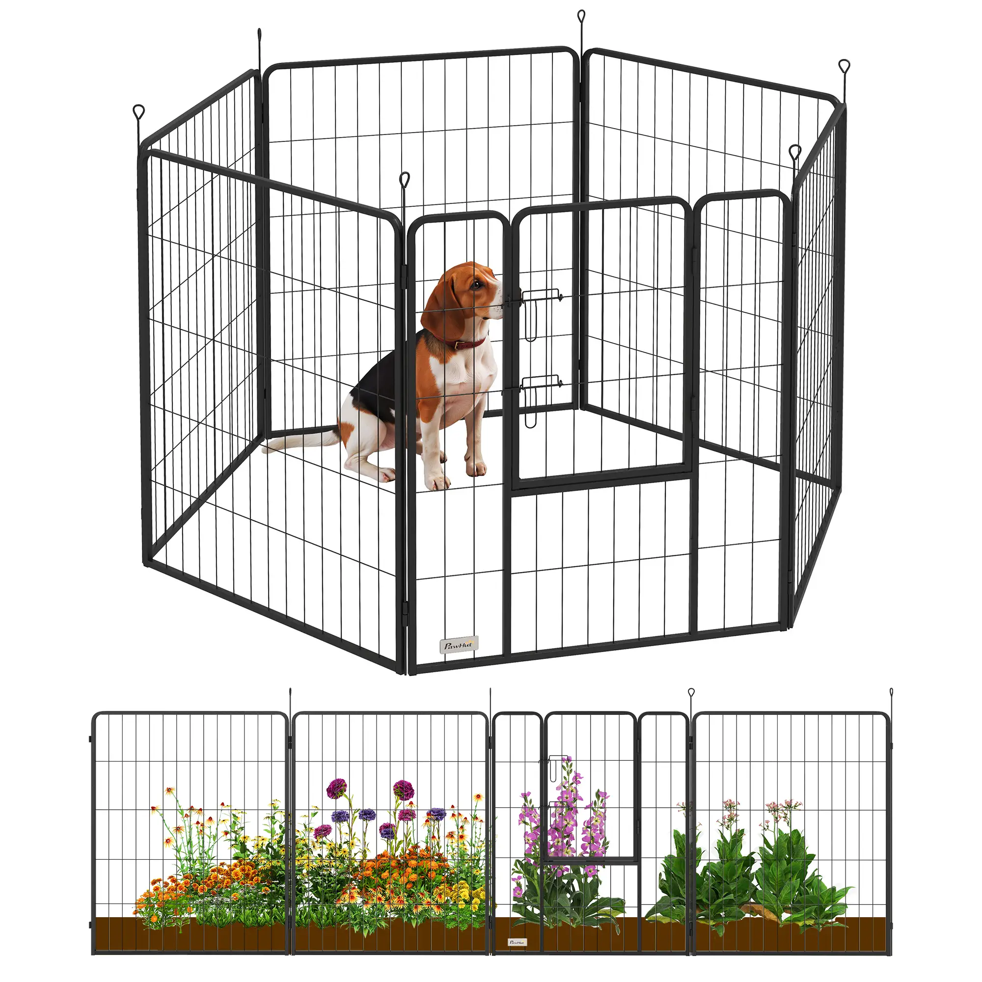 Heavy Duty Dog Playpen, 6 Panels, 39"H, Door for Large Dogs - Image 11