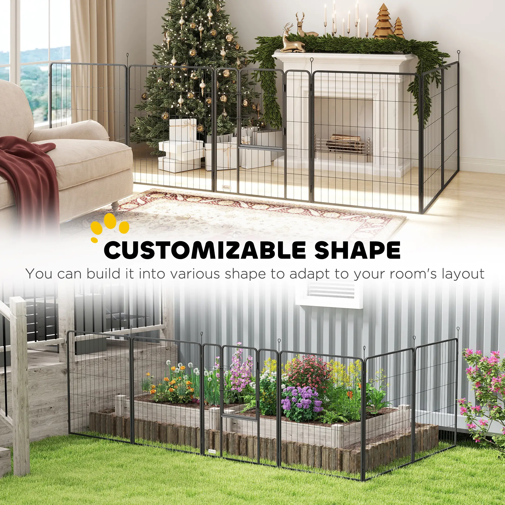 Heavy Duty Dog Playpen, 6 Panels, 39"H, Door for Large Dogs - Image 4