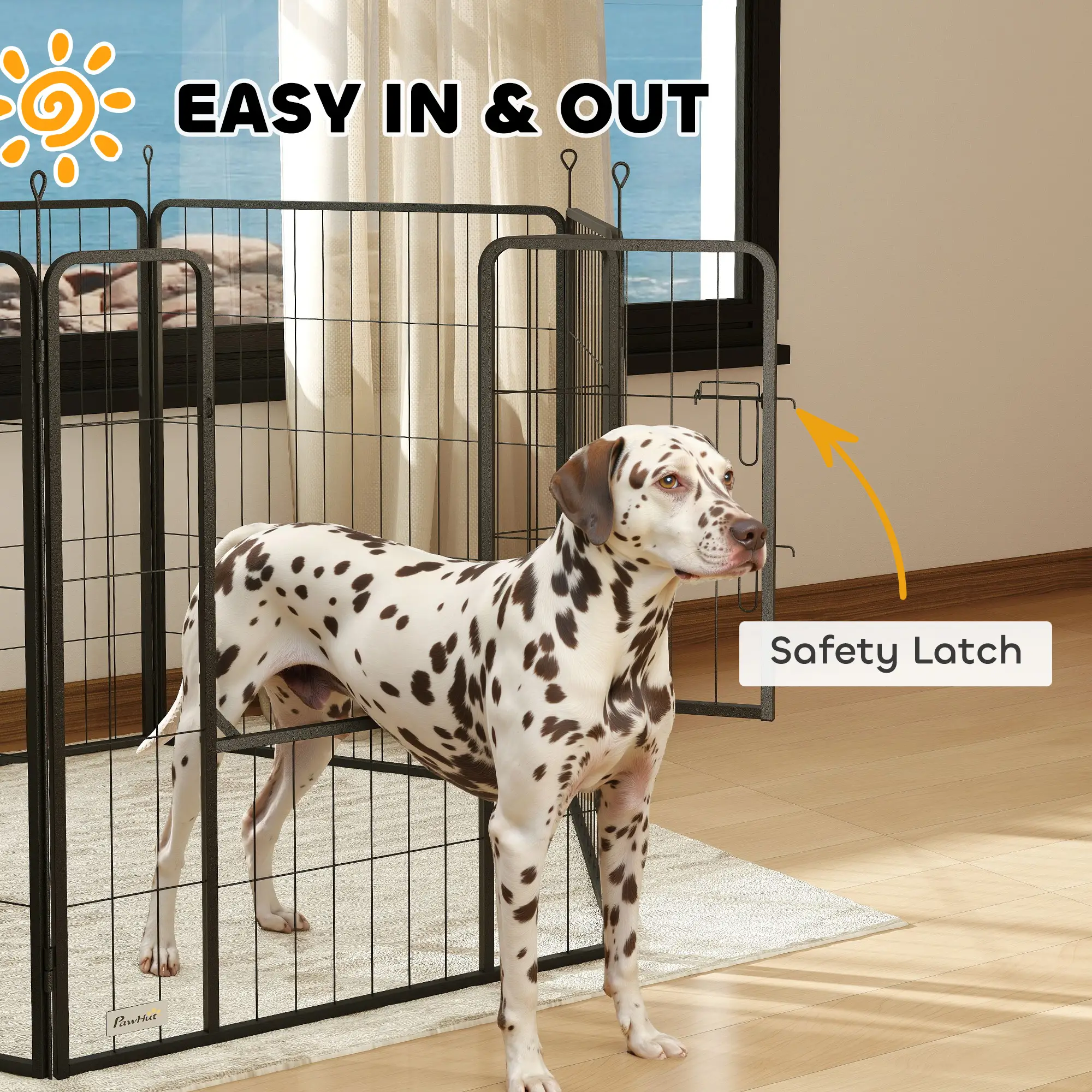 Heavy Duty Dog Playpen, 6 Panels, 39"H, Door for Large Dogs - Image 5