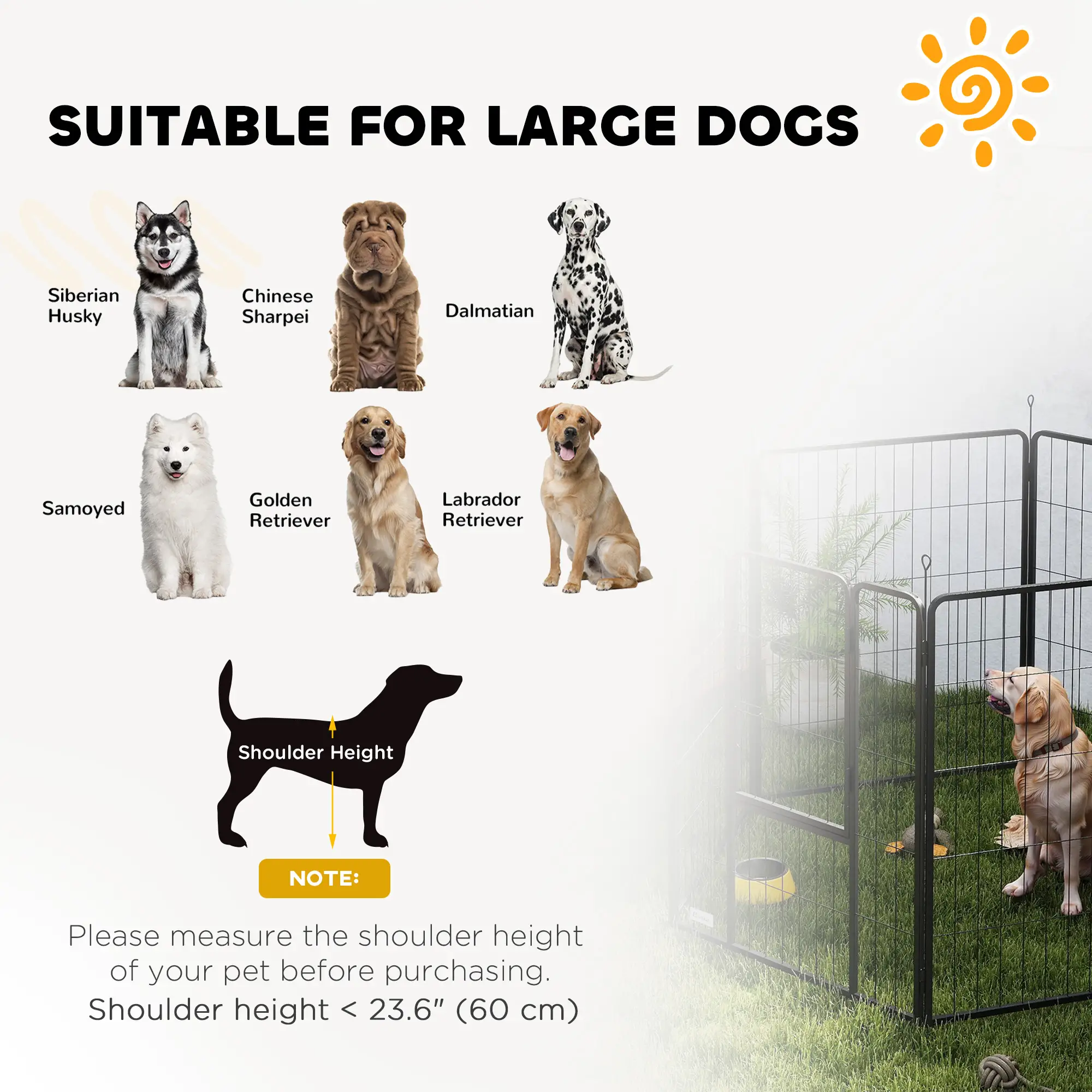 Heavy Duty Dog Playpen, 6 Panels, 39"H, Door for Large Dogs - Image 7