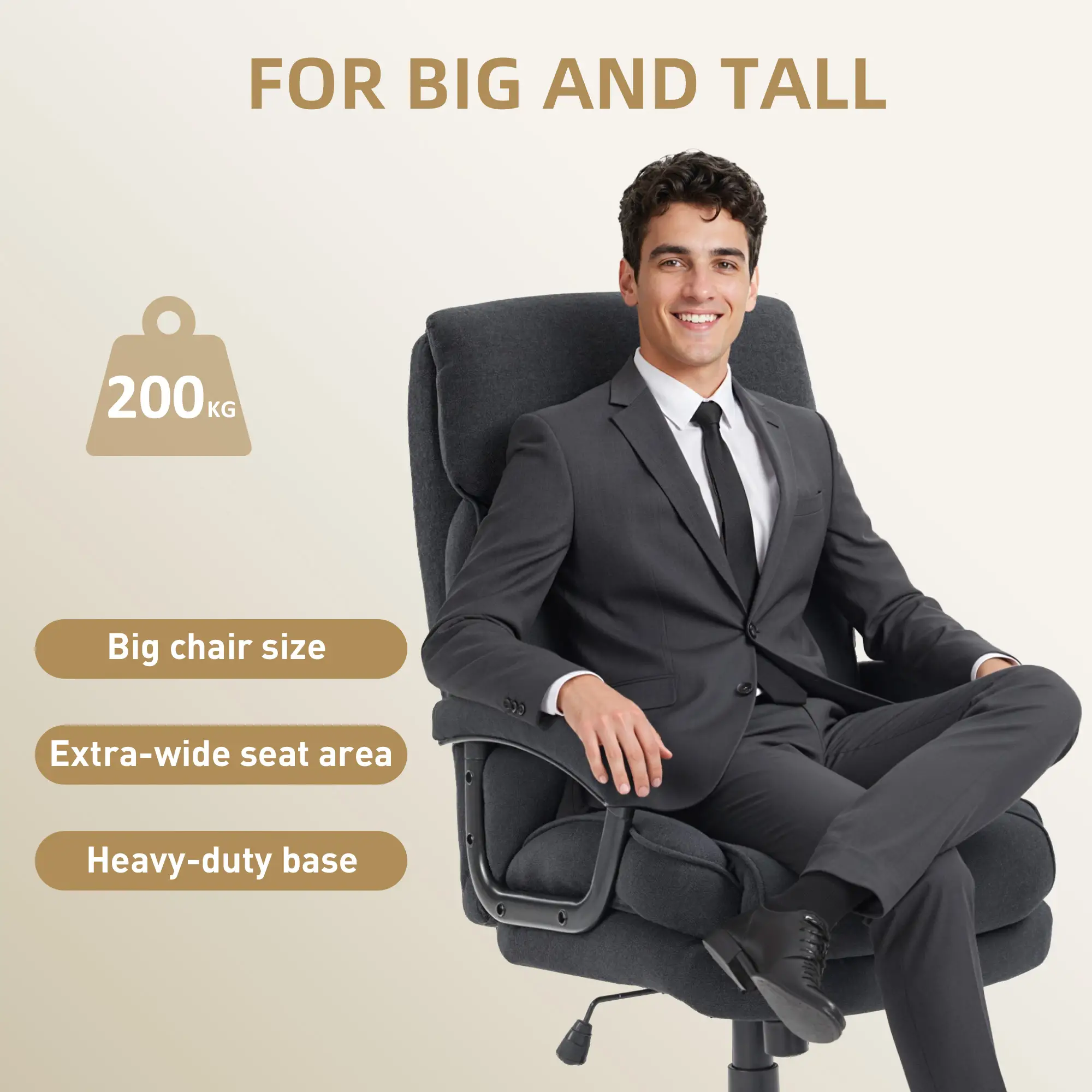 Heavy Duty Executive Office Chair, 450 lbs, Black - Image 4