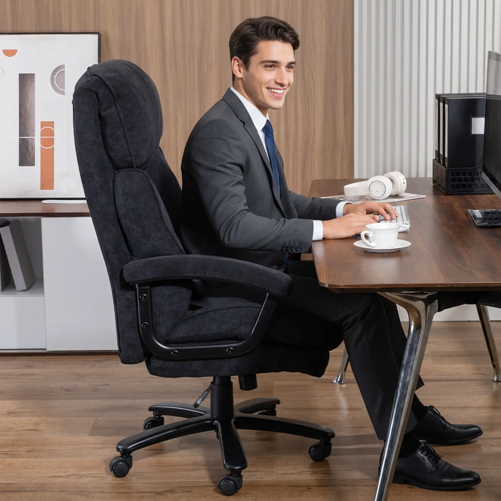 Heavy Duty Executive Office Chair, 450 lbs, Black - Image 9