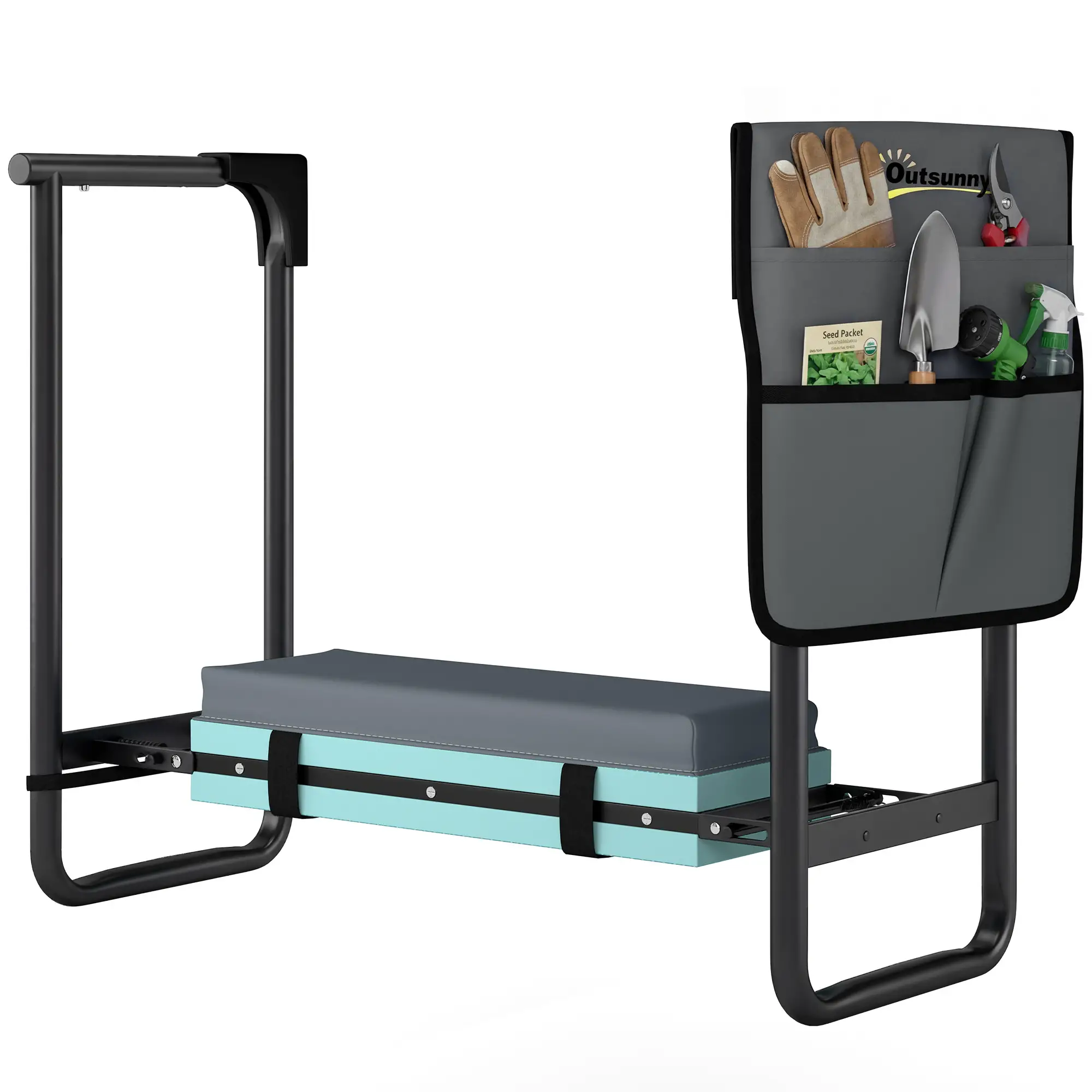 Heavy Duty Foldable Garden Kneeler Seat, Extendable Steel Legs
