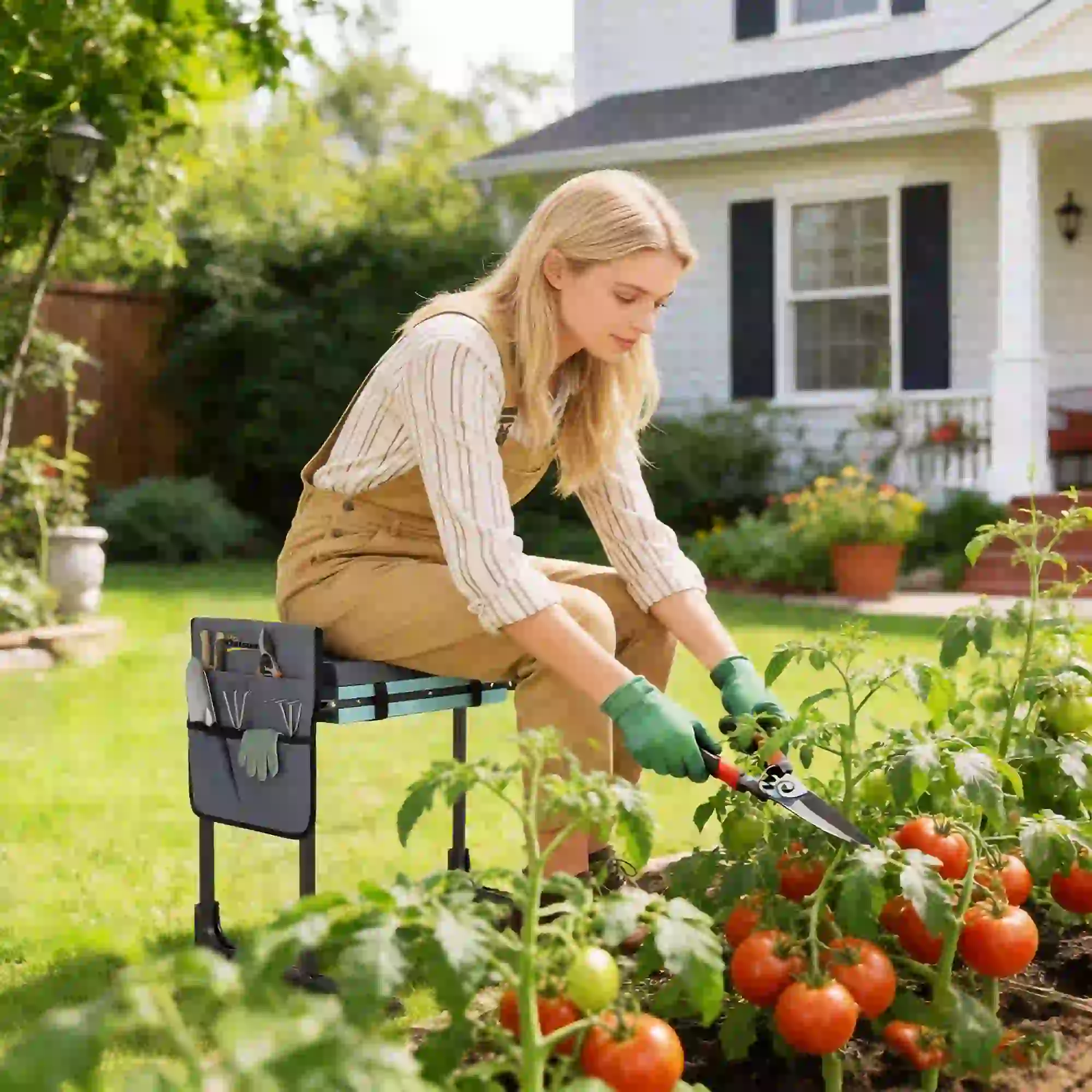 Heavy Duty Foldable Garden Kneeler Seat, Extendable Steel Legs - Image 10