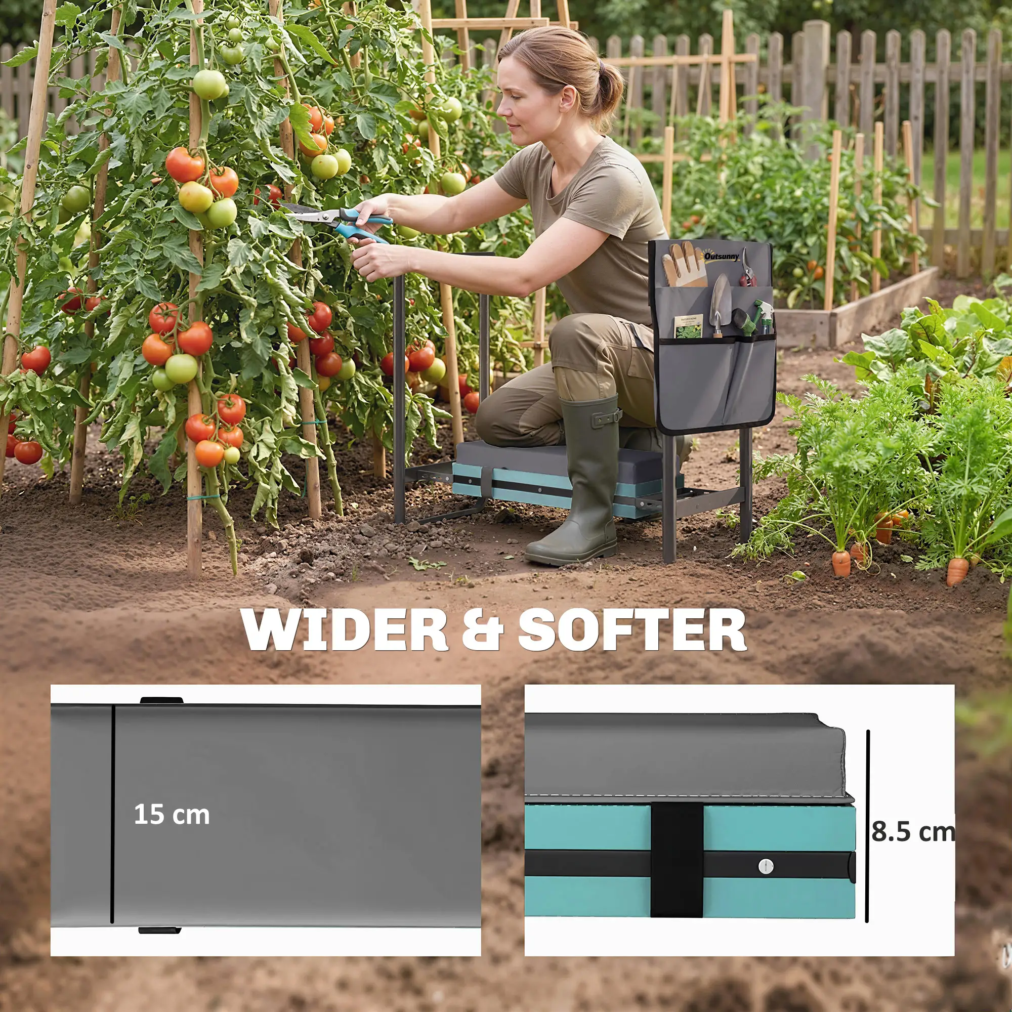 Heavy Duty Foldable Garden Kneeler Seat, Extendable Steel Legs - Image 6