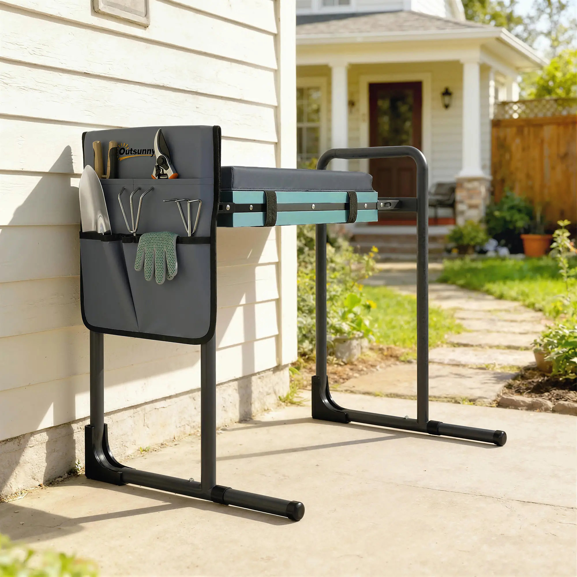 Heavy Duty Foldable Garden Kneeler Seat, Extendable Steel Legs - Image 8