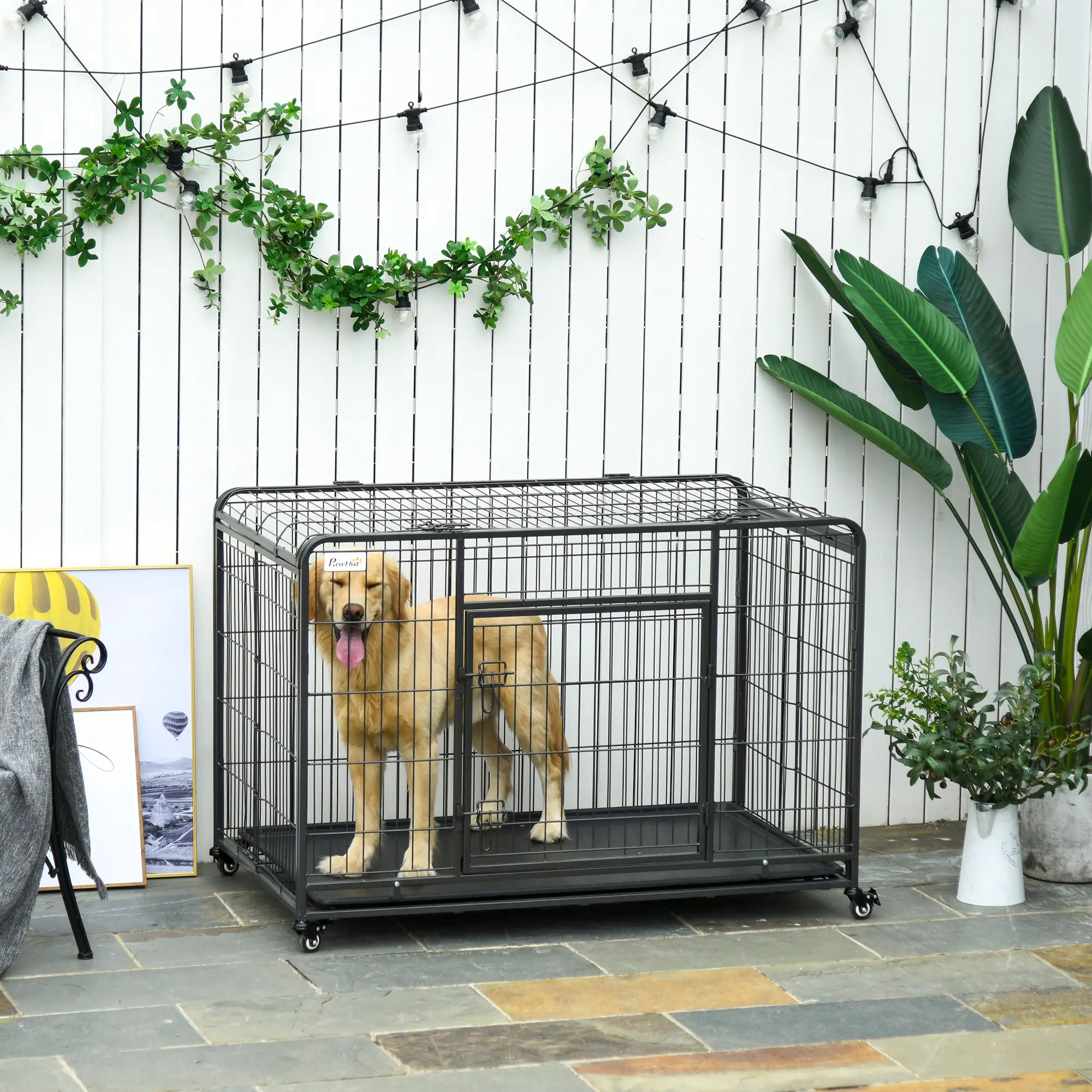 Heavy Duty Folding Dog Crate, Extra Large, 49" x 30" x 32" - Image 2