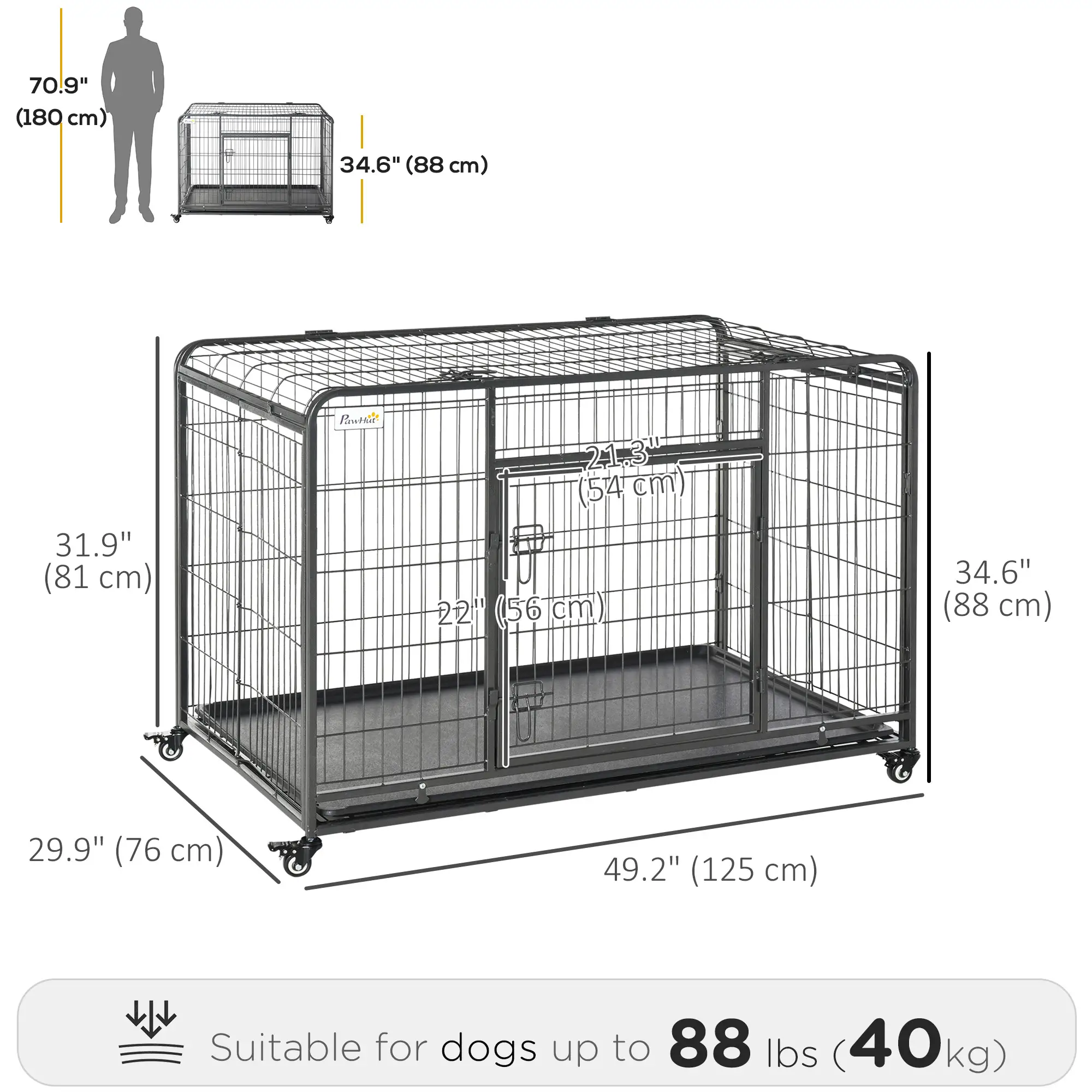 Heavy Duty Folding Dog Crate, Extra Large, 49" x 30" x 32" - Image 3