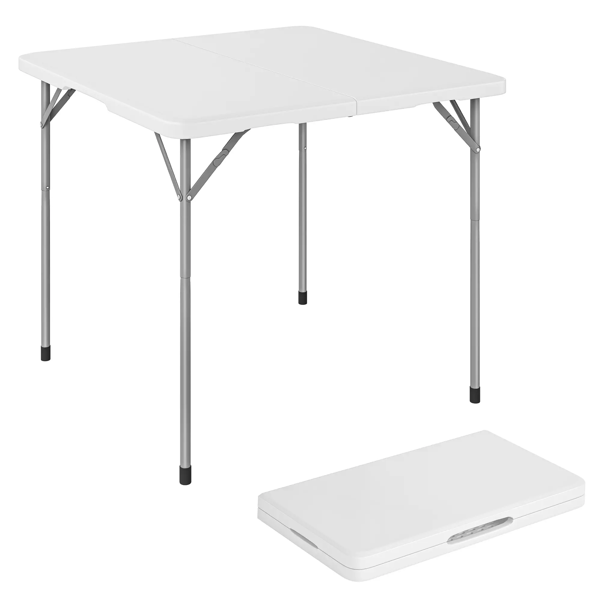 Heavy Duty Folding Picnic Table, 34" x 34", Indoor Outdoor Camping, White - Image 11