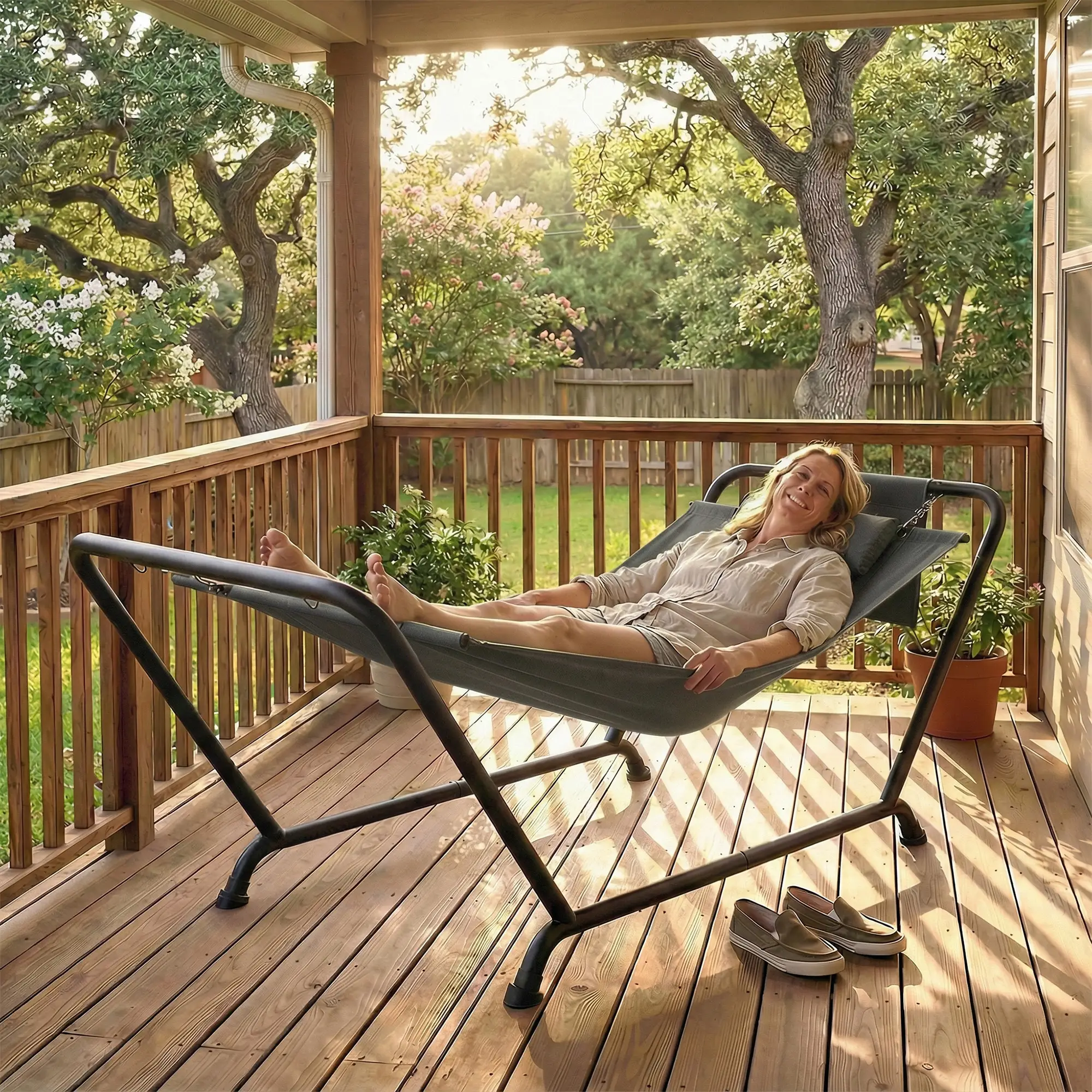 Heavy Duty Freestanding Outdoor Hammock, Dark Grey - Image 10