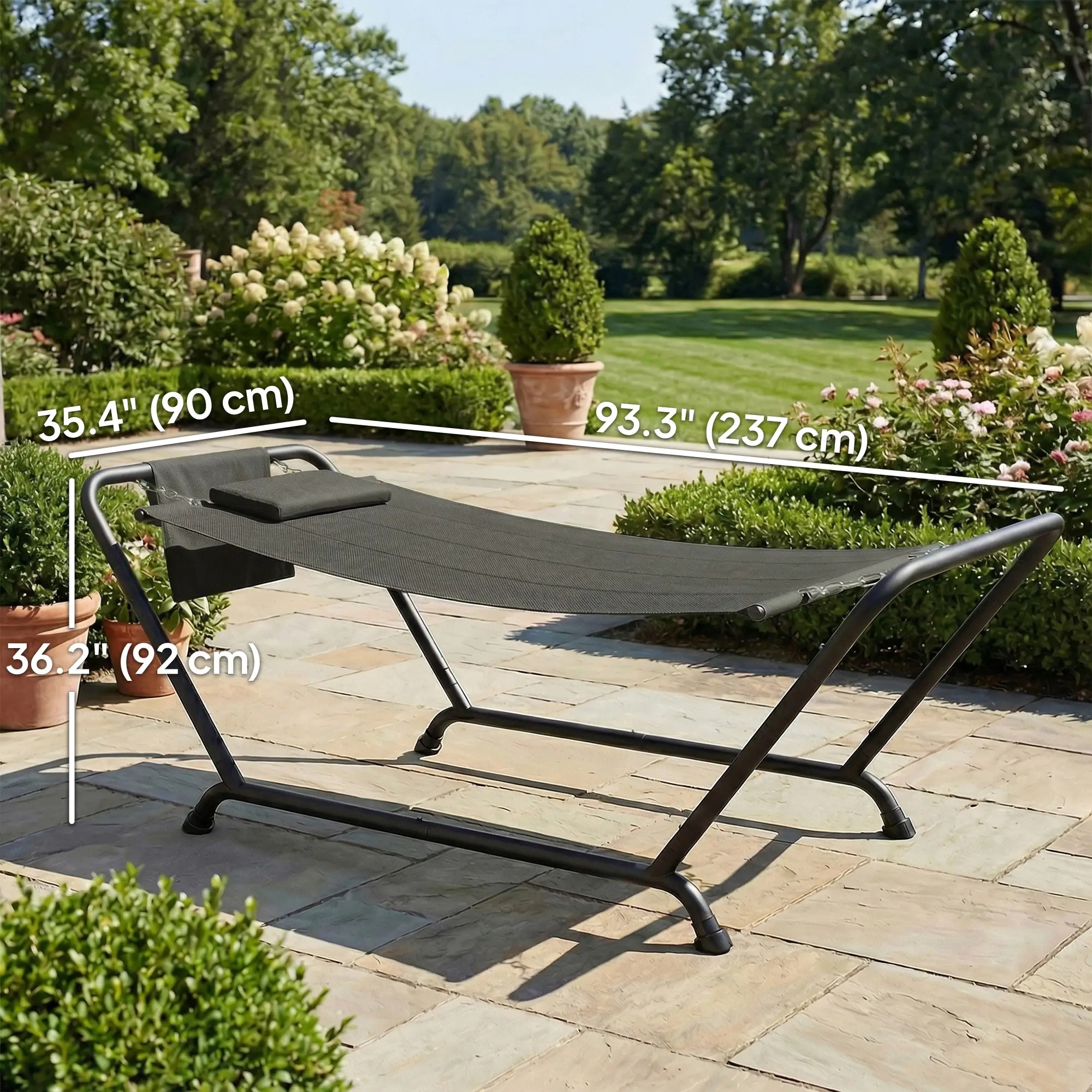 Heavy Duty Freestanding Outdoor Hammock, Dark Grey - Image 3