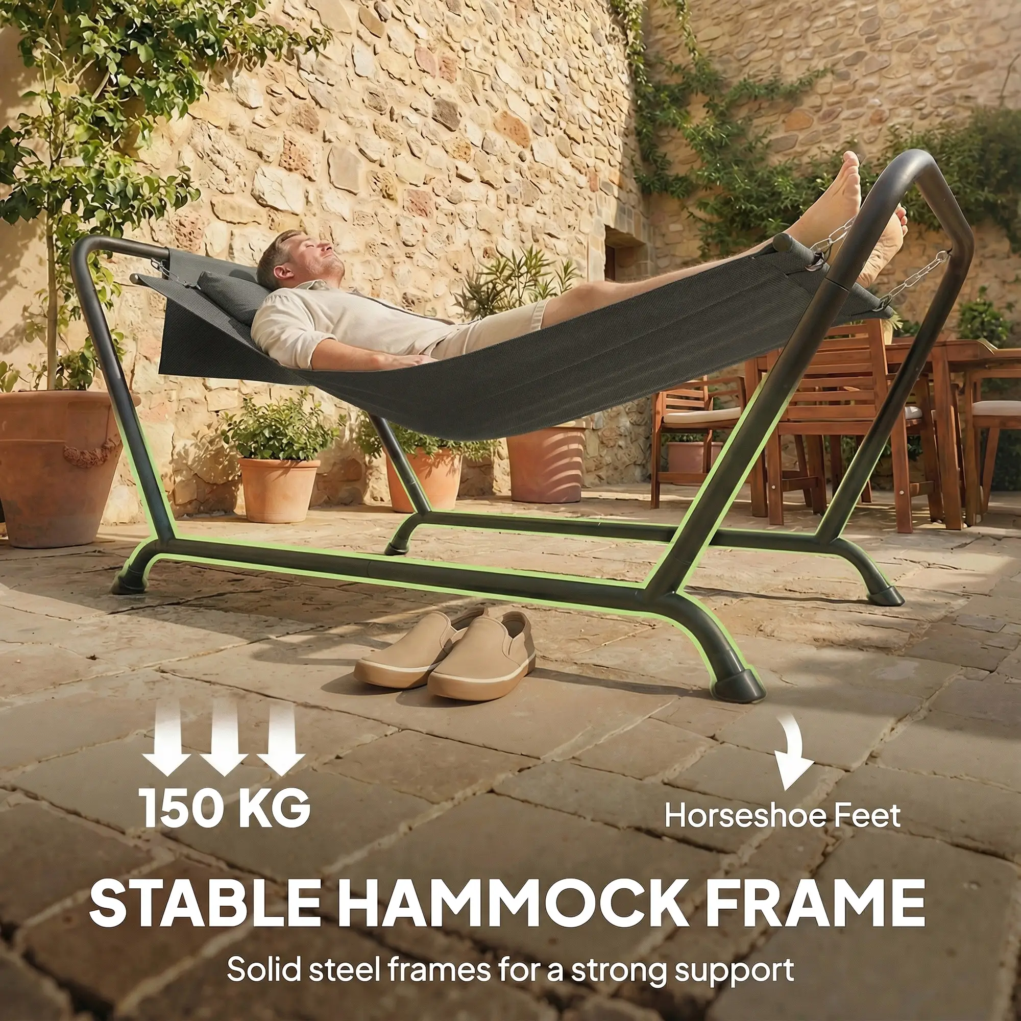 Heavy Duty Freestanding Outdoor Hammock, Dark Grey - Image 9