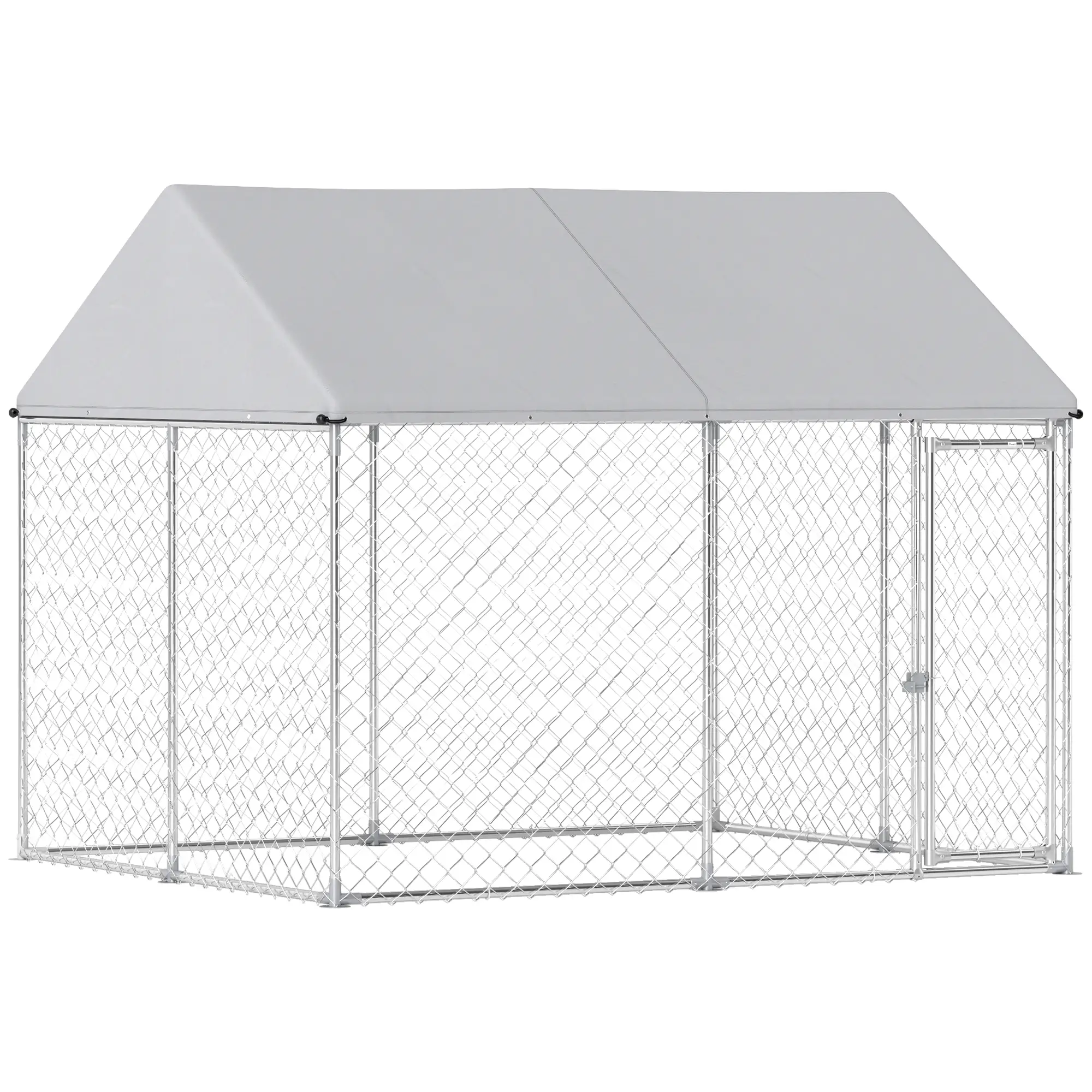 Heavy Duty Galvanized Steel Outdoor Dog Kennel with Waterproof Roof, Safety Lockable Latch System, 9.2' x 7.5' x 7.2'