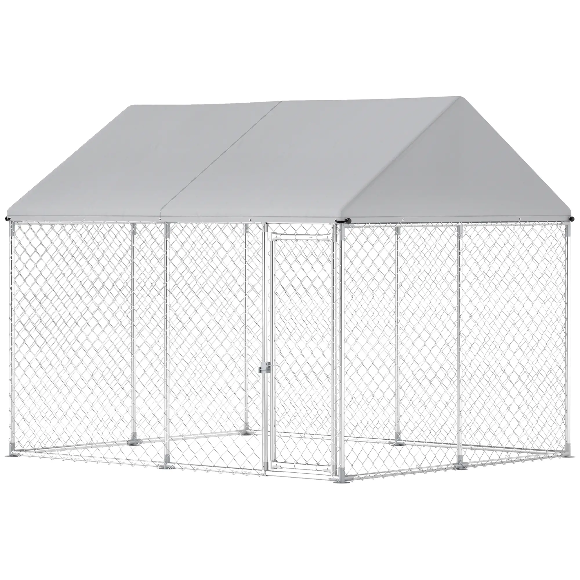 Heavy Duty Galvanized Steel Outdoor Dog Kennel with Waterproof Roof, Safety Lockable Latch System, 9.2' x 7.5' x 7.2' - Image 10