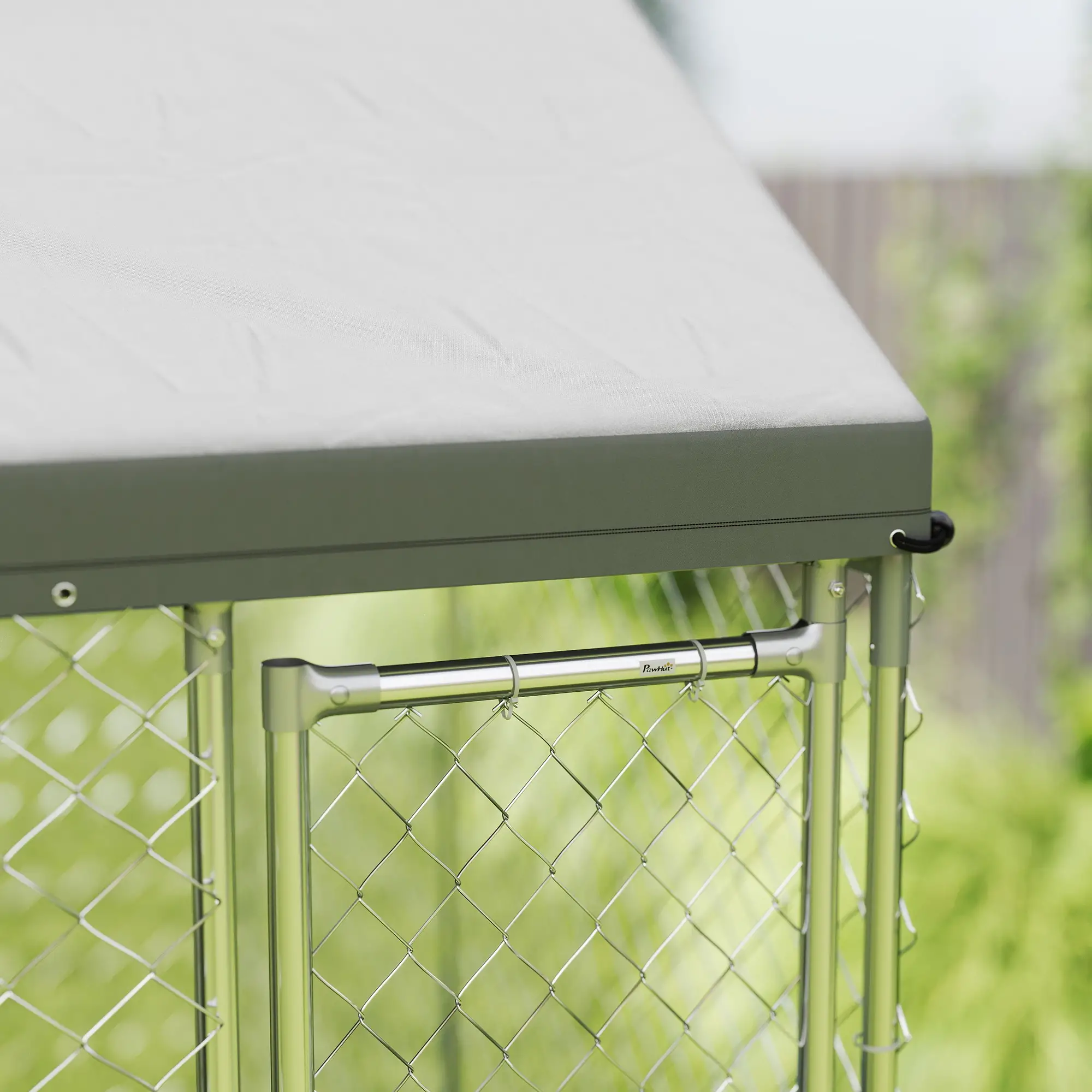 Heavy Duty Galvanized Steel Outdoor Dog Kennel with Waterproof Roof, Safety Lockable Latch System, 9.2' x 7.5' x 7.2' - Image 9