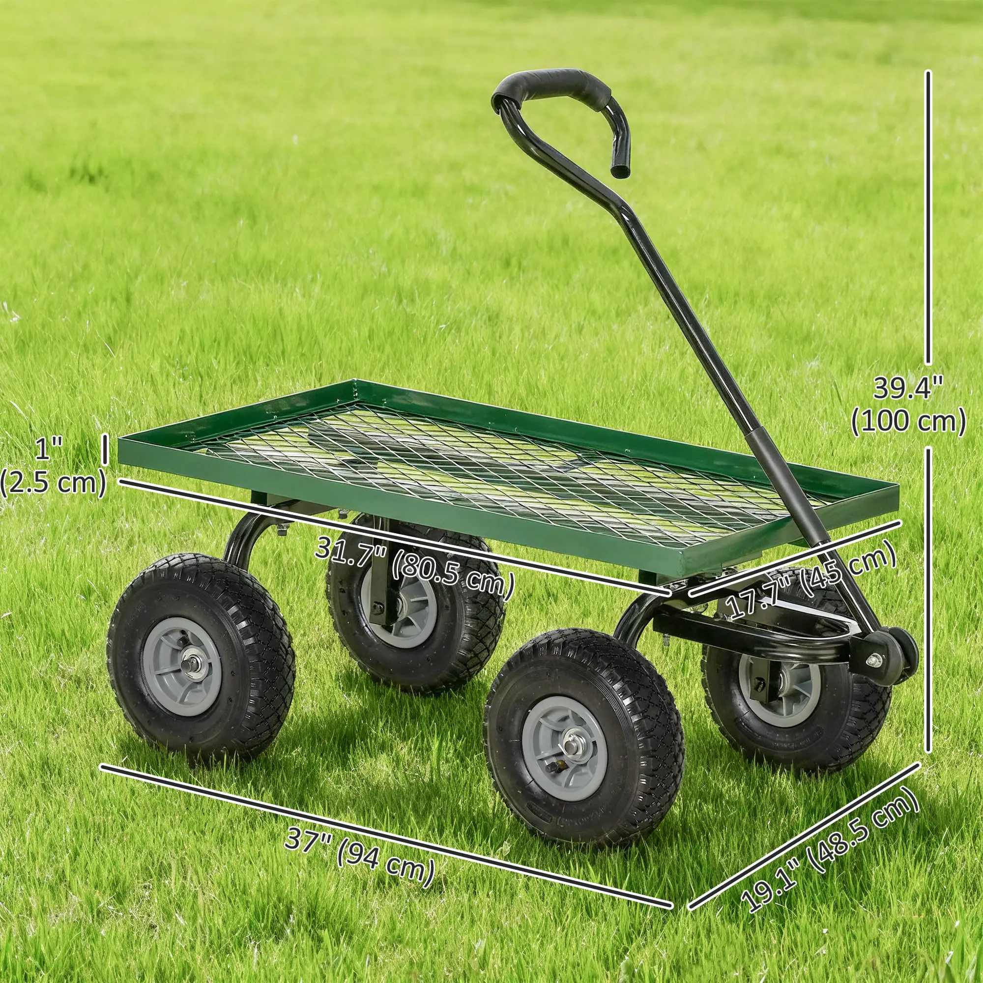 Heavy Duty Garden Wagon, 10" Wheels, 330 lbs, Black - Image 3