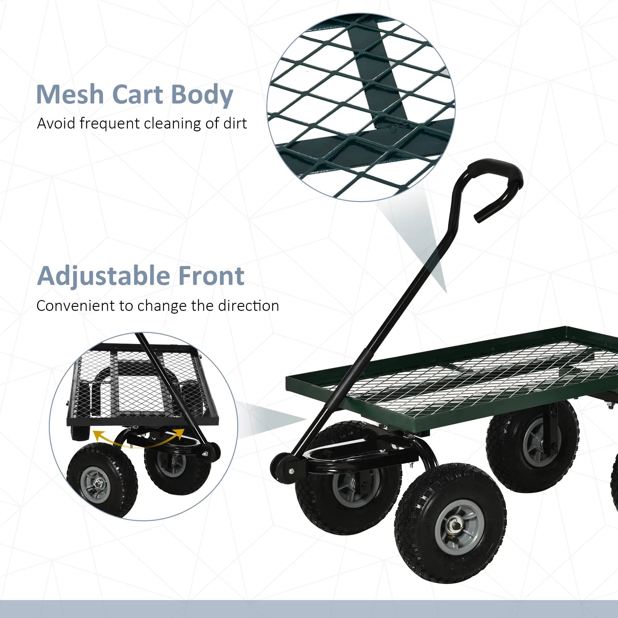 Heavy Duty Garden Wagon, 10" Wheels, 330 lbs, Black - Image 6