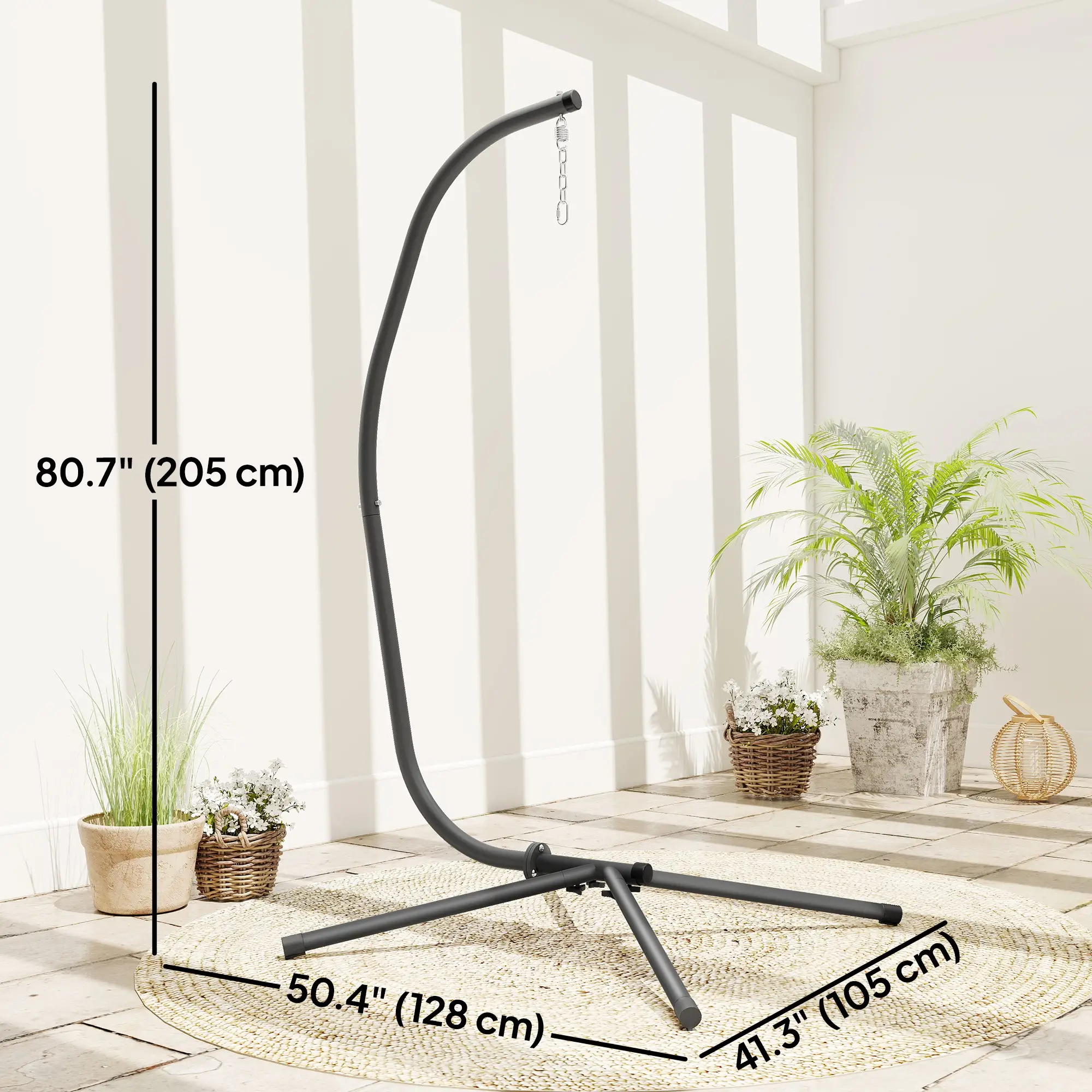 Heavy Duty Hanging Egg Chair Stand, 330lbs Weight, Black - Image 3