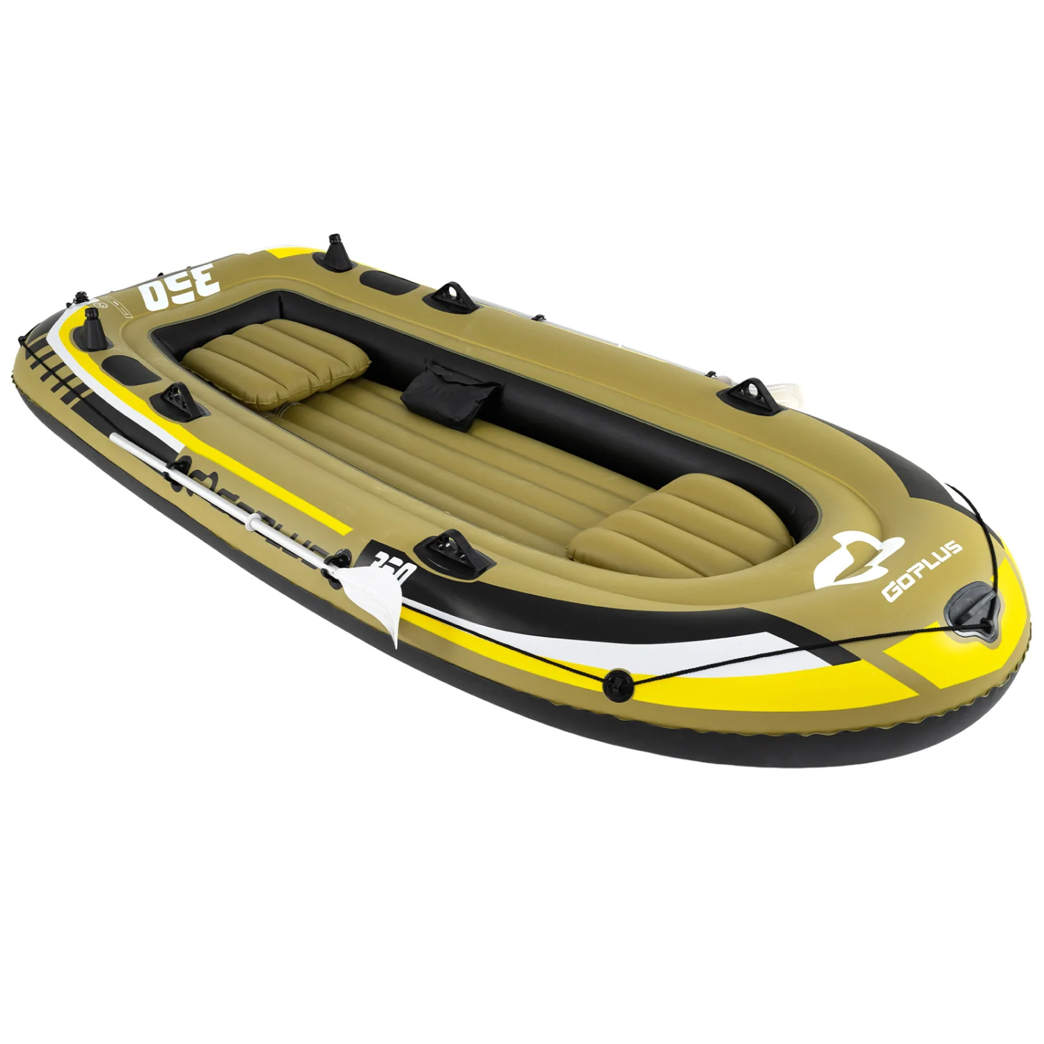 Heavy-Duty Inflatable Boat 4-Person Fishing Raft Set, Green