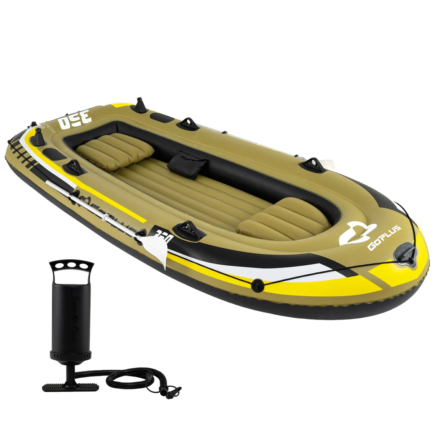 Heavy-Duty Inflatable Boat 4-Person Fishing Raft Set, Green - Image 4