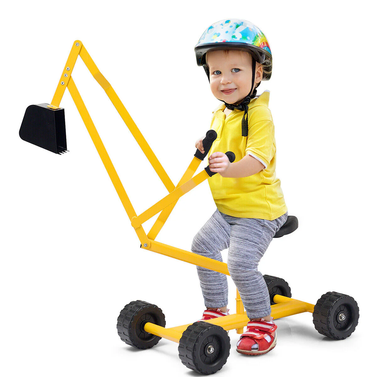 Heavy Duty Kid Ride-On Sand Digger Excavator, Yellow - Image 8
